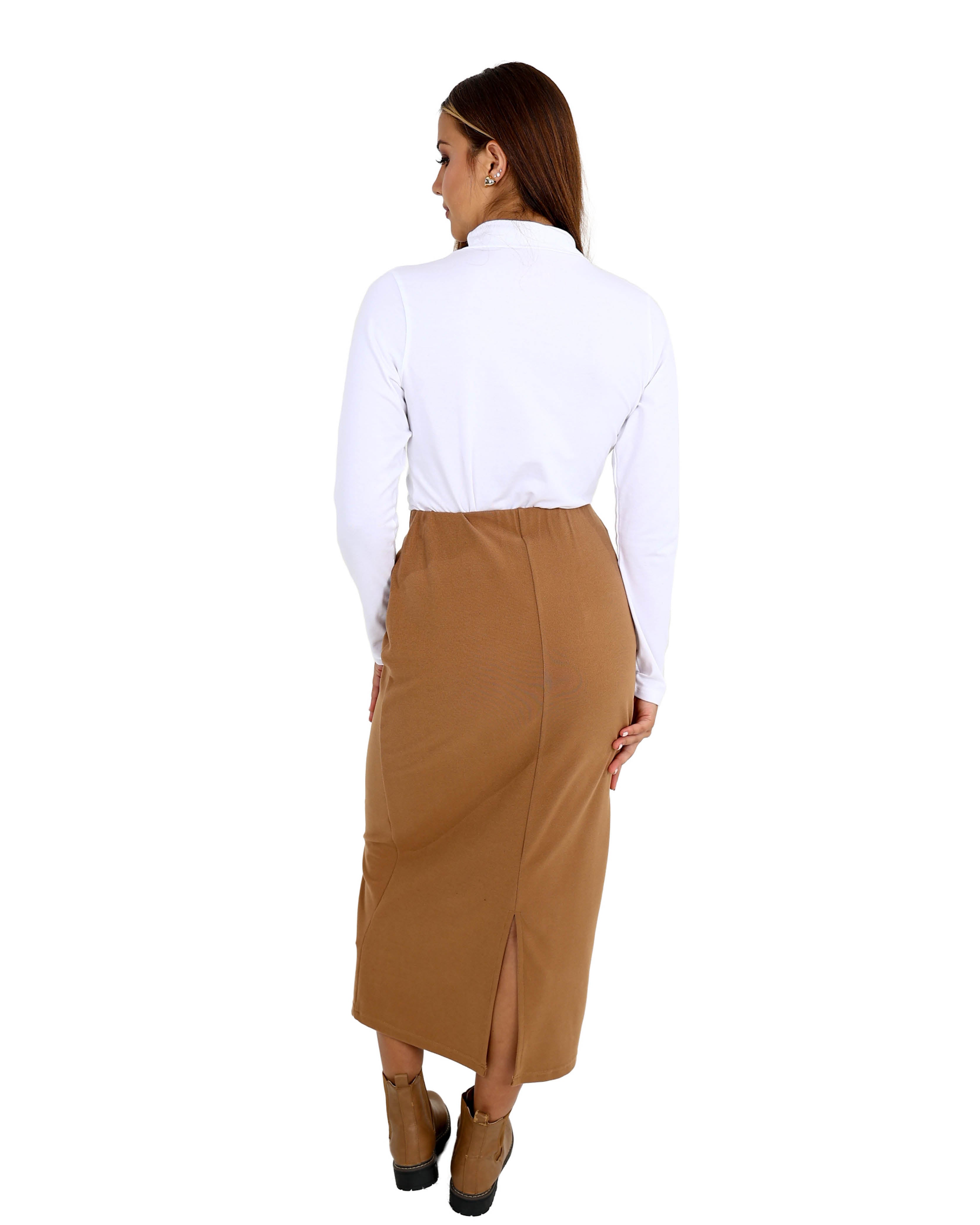 Pin Tuck Column Midi Skirt