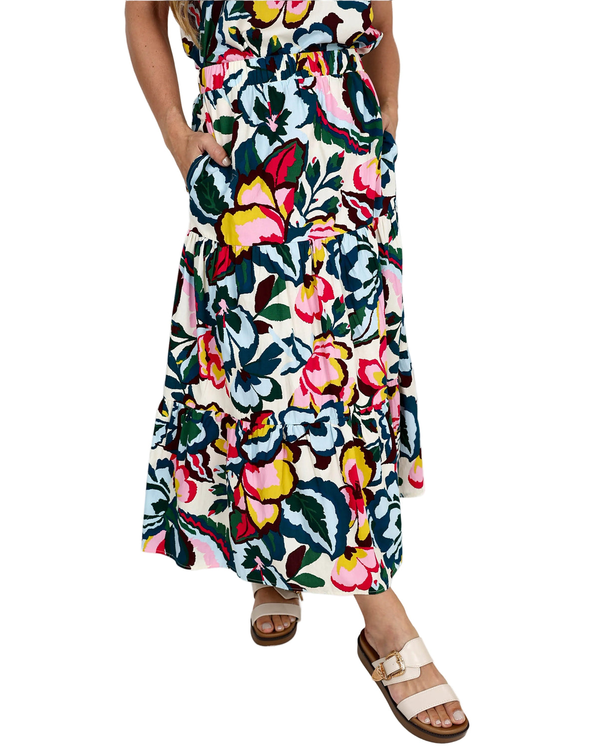 Bold Floral Co-Ord Tiered Maxi Skirt
