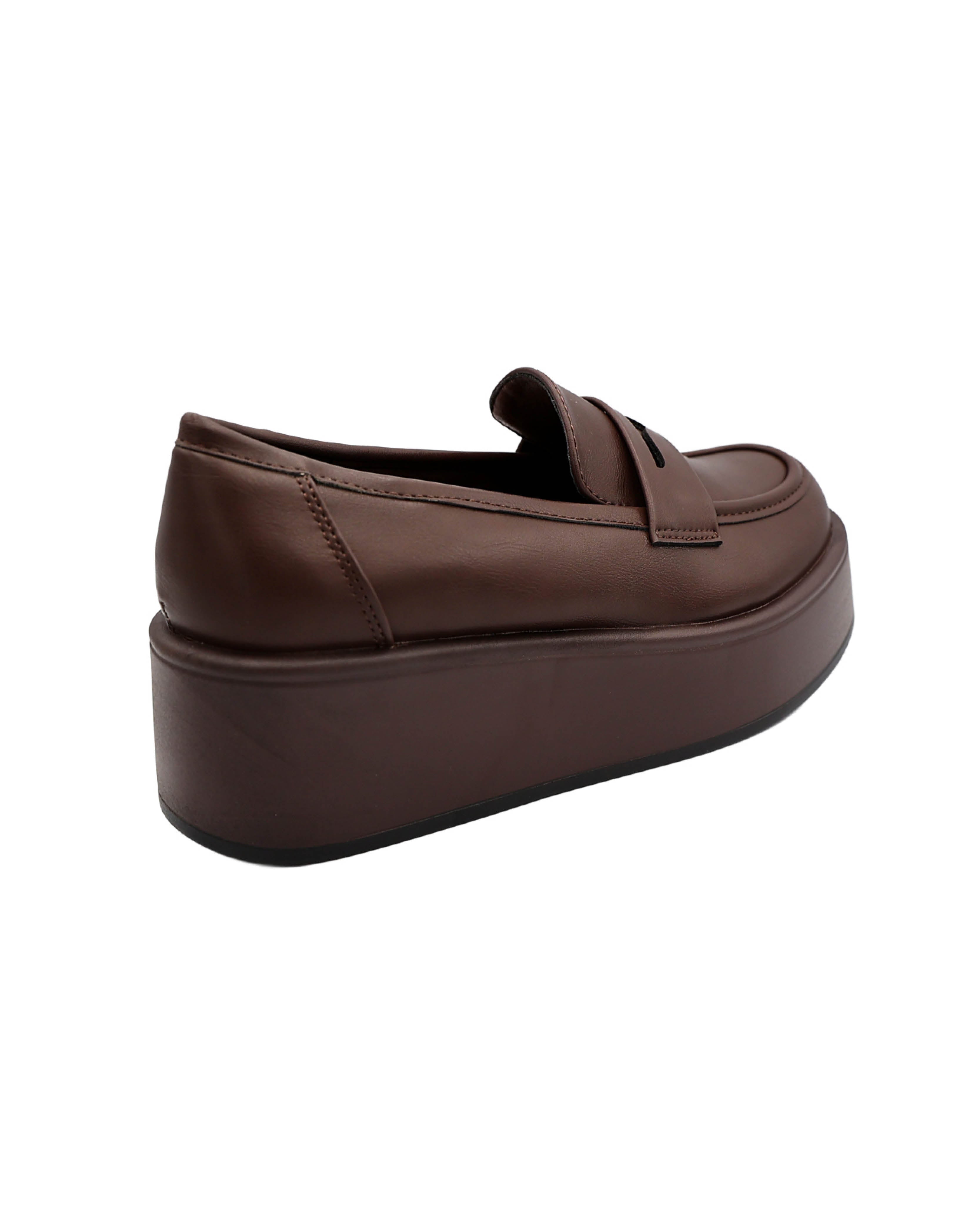 Brown Penny Moccasins Platform Boyfriend
