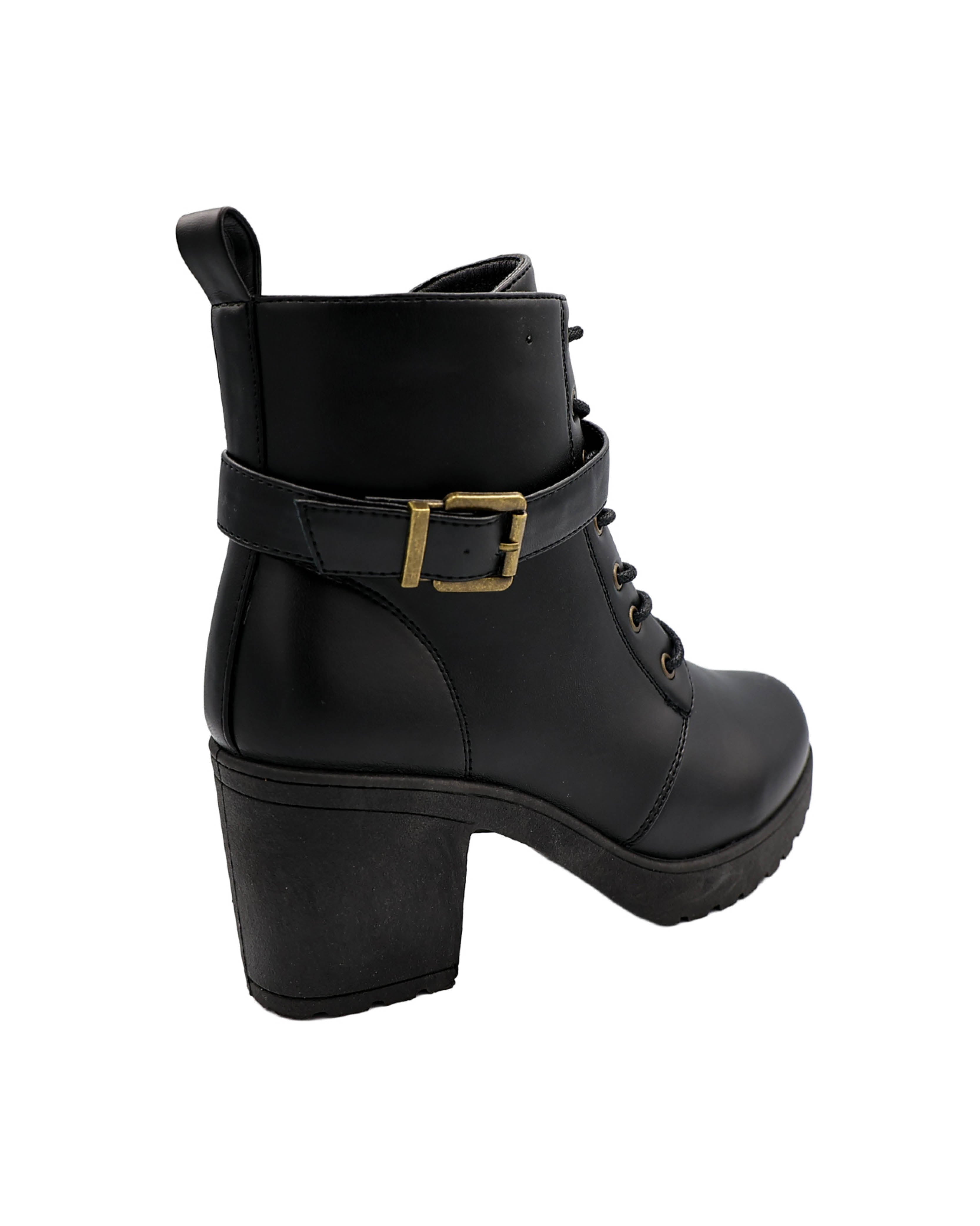 Buckle Detail Chunky Cleated Ankle Boot