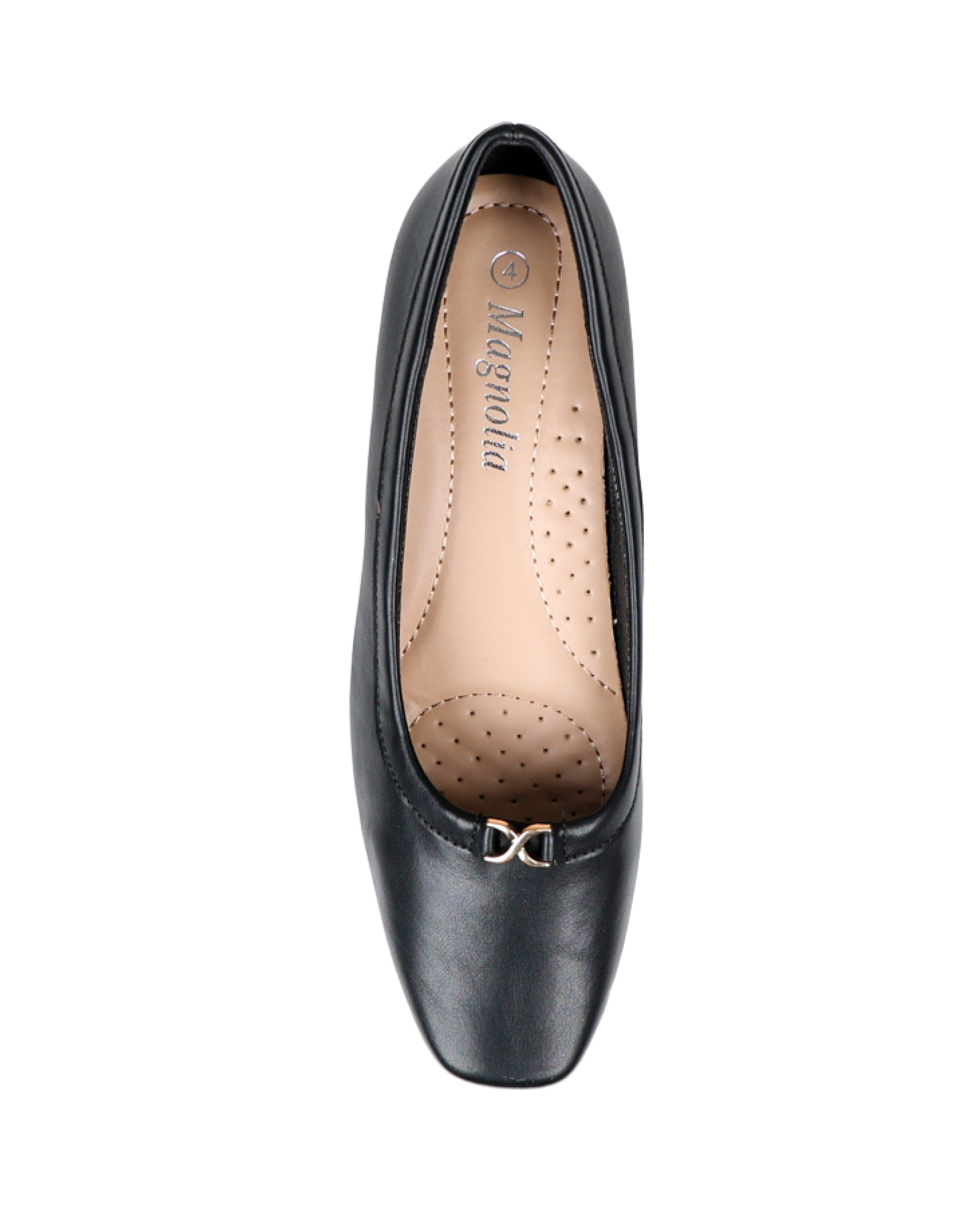 Black Embellished Block Heel Court