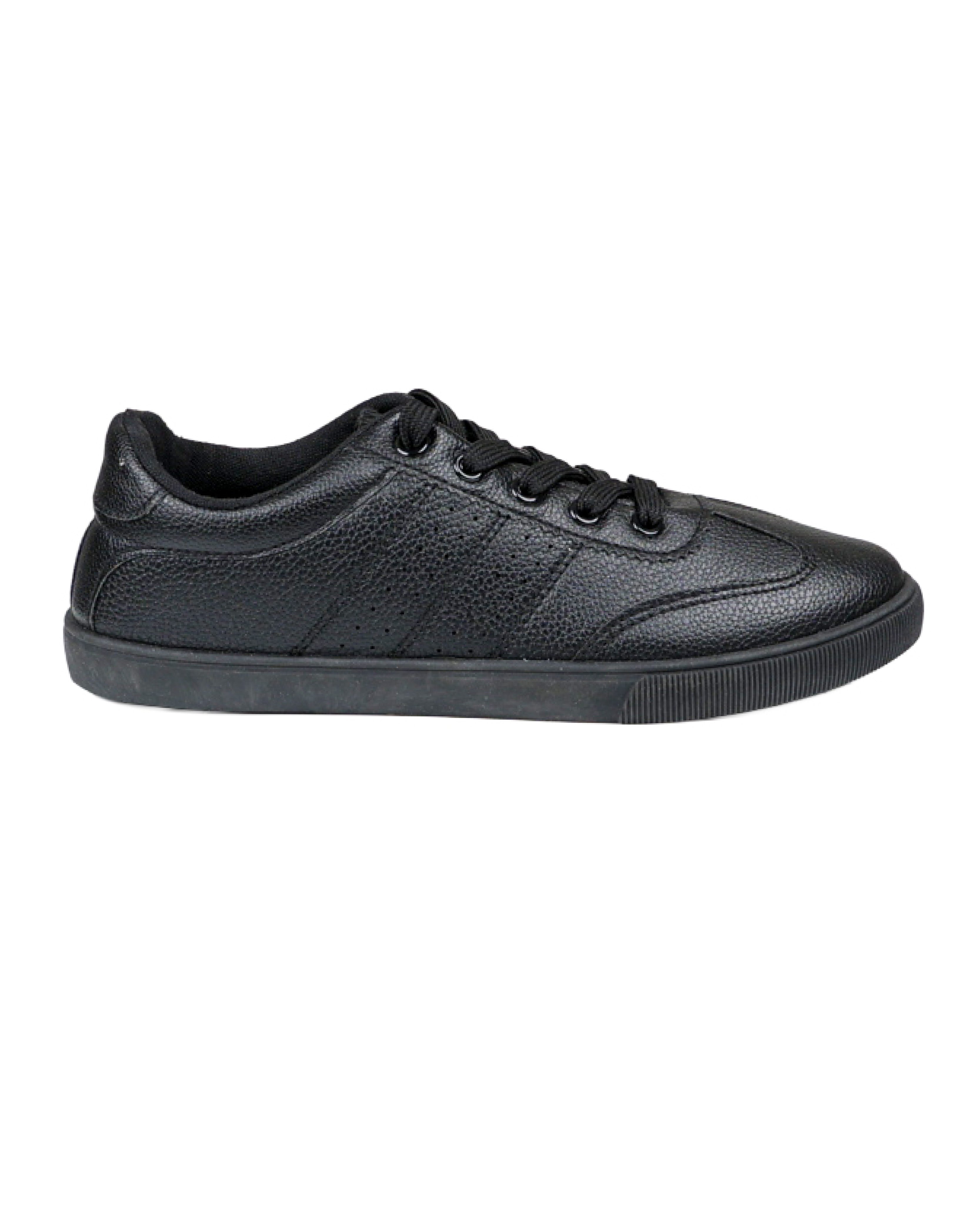 Black Basic Lace-Up Sneakers