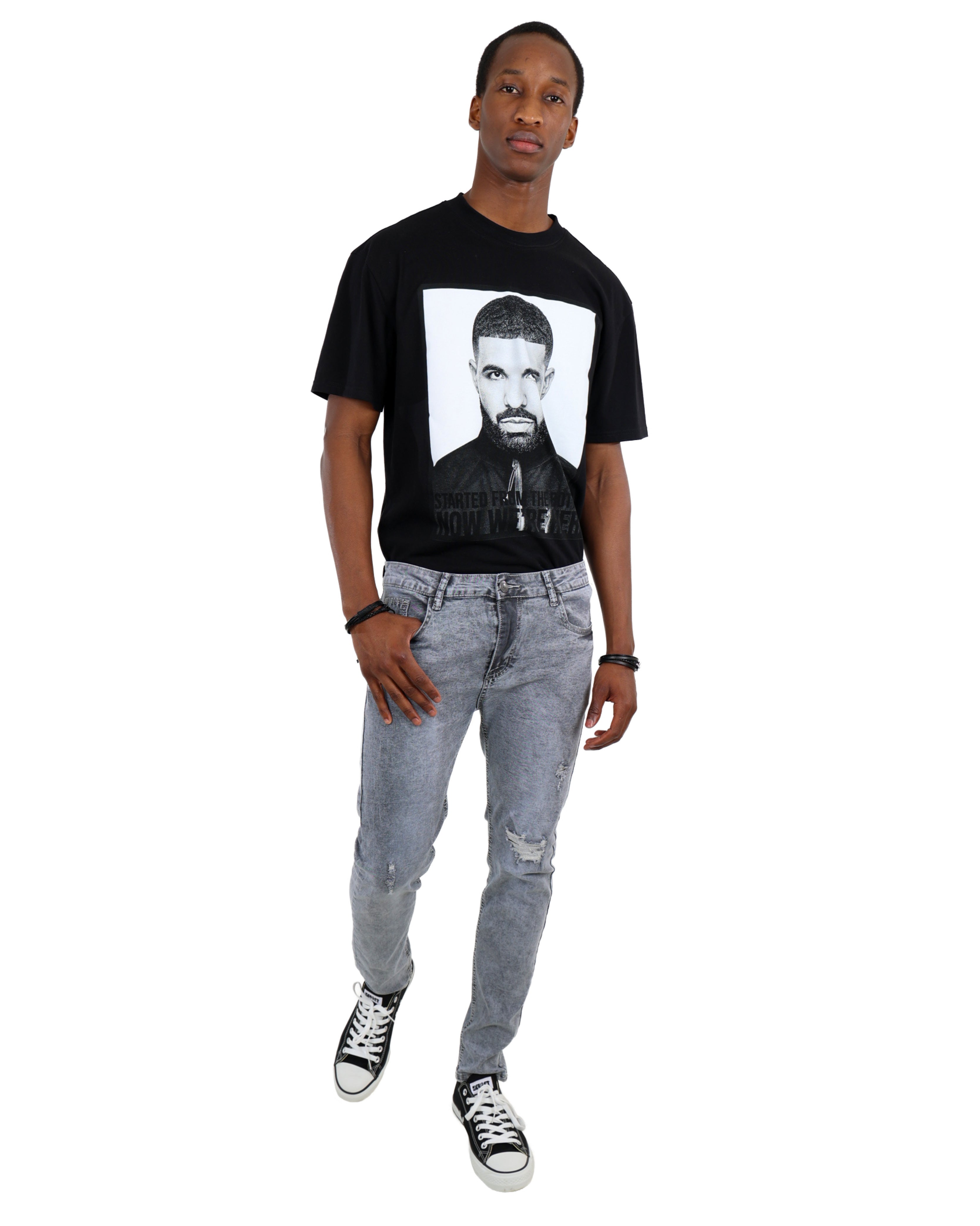 Charcoal Rip & Repair Skinny Jeans