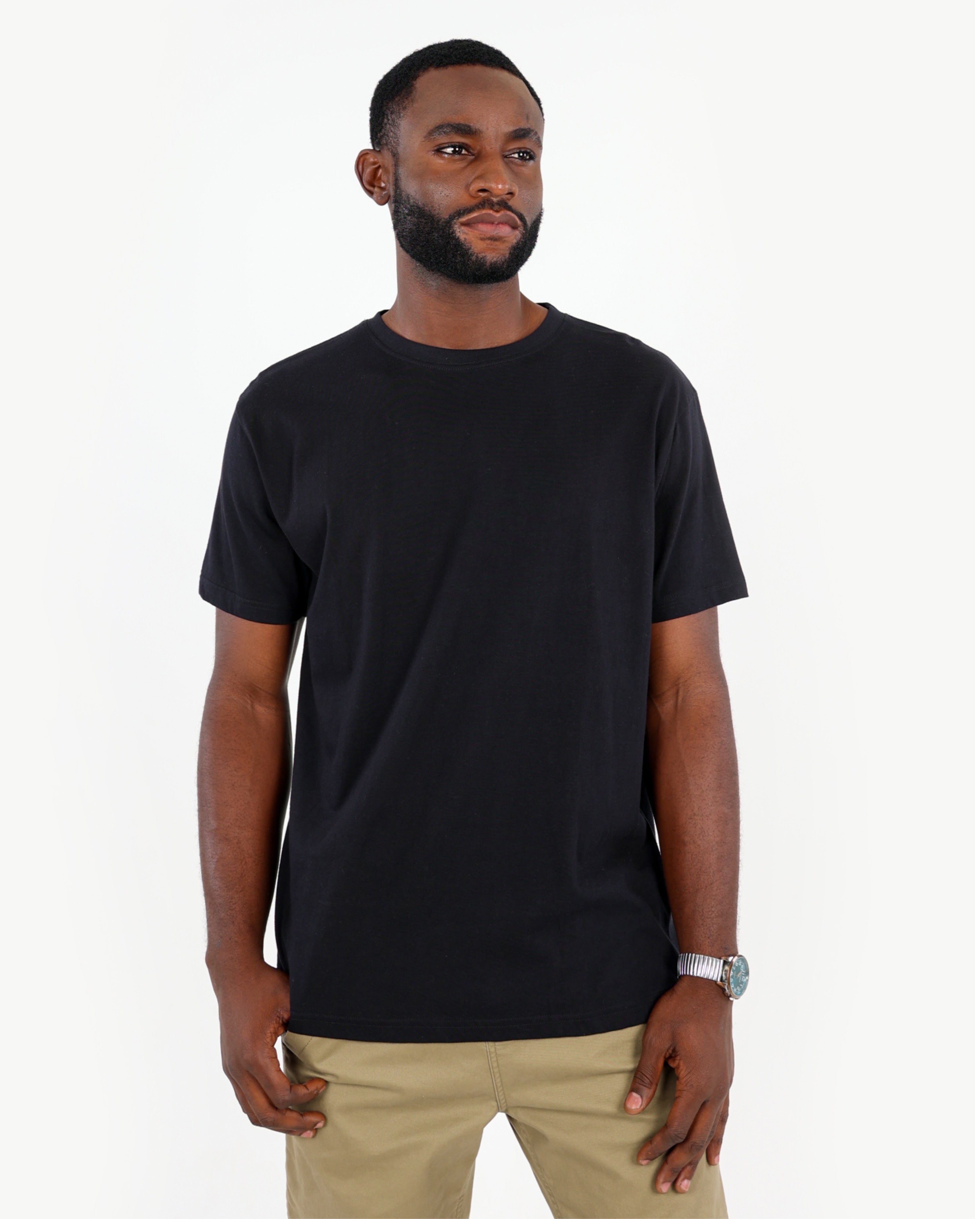 Short Sleeve Black Cotton T-Shirt