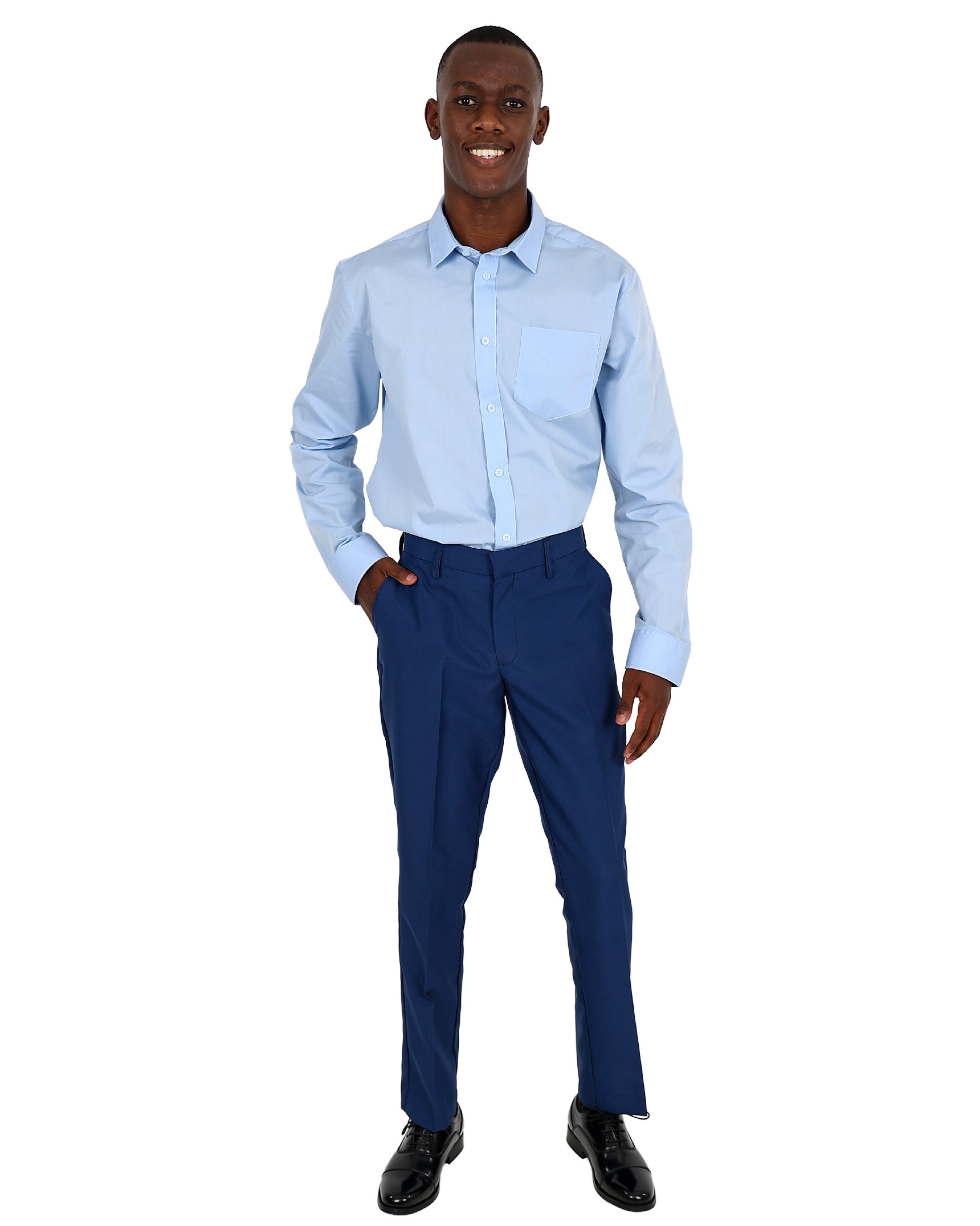 Matt Blue Slim Fit Classic Formal Trouser