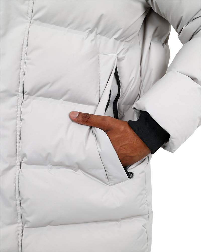 Stone Hooded Longer Length Puffer Jacket