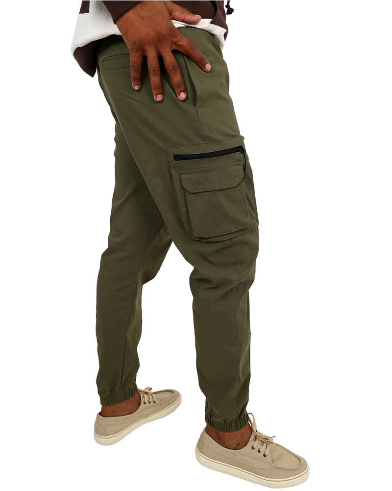 Olive Zipper Cargo Jogger