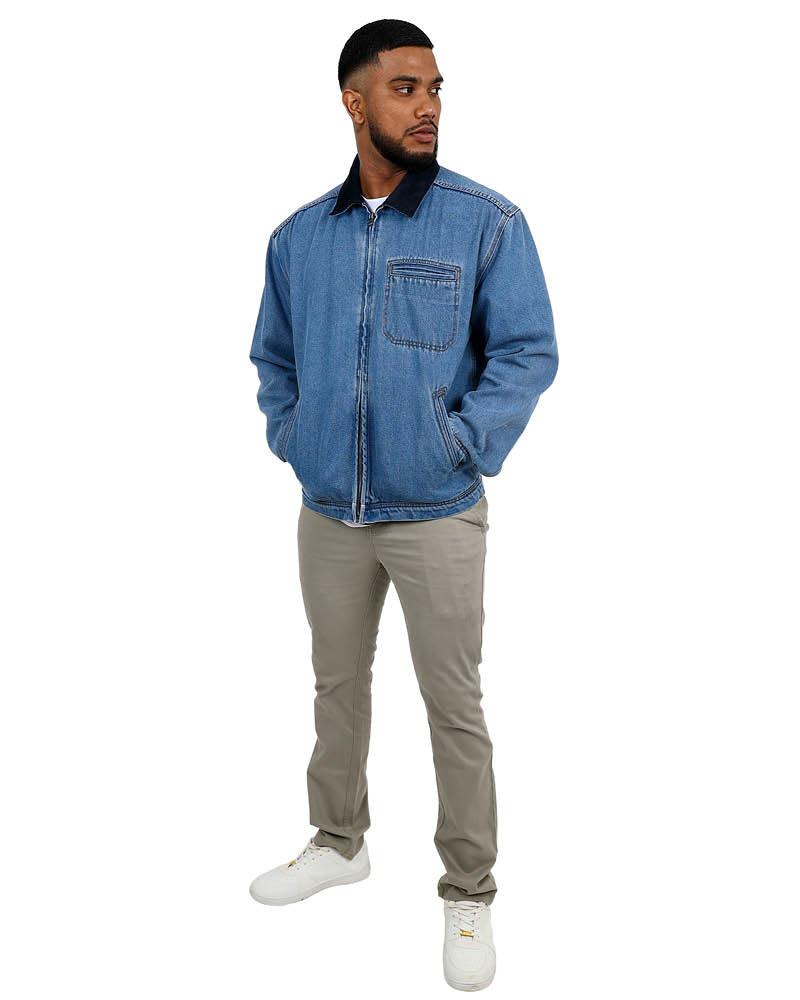 Medium Indigo Zip Through Denim Jacket