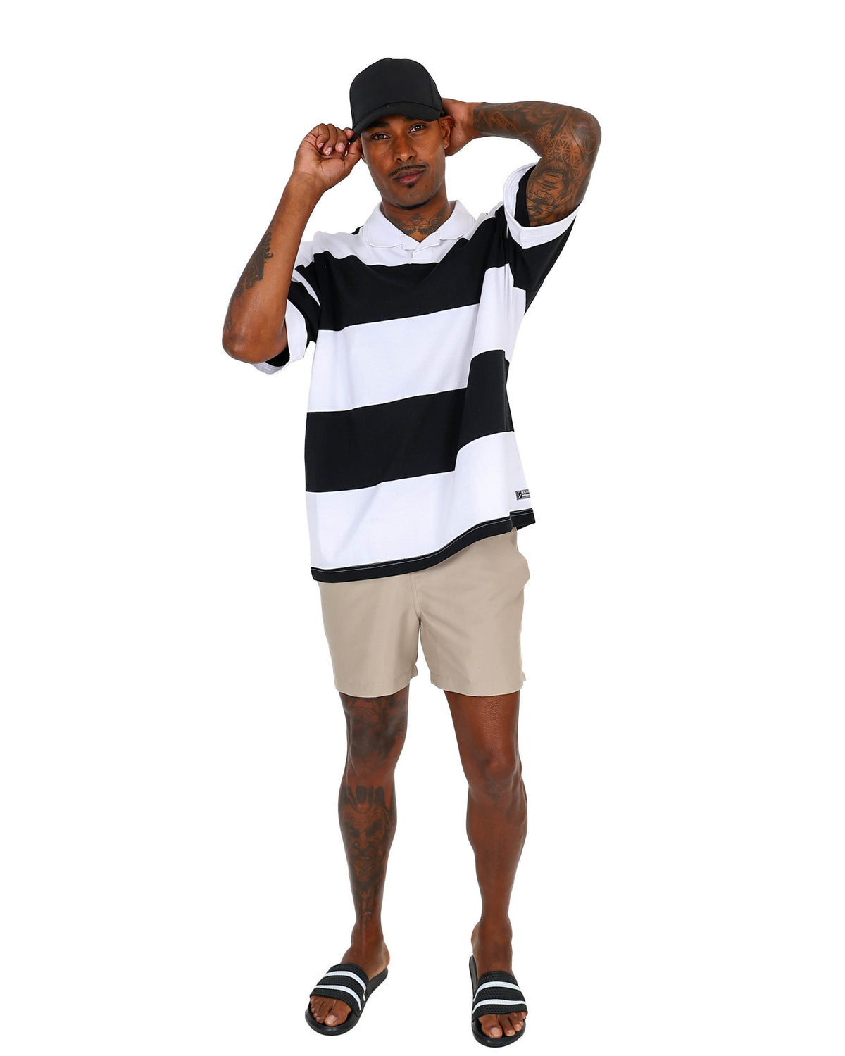 Short Sleeve Black & White Broad Stripe Oversized T-Shirt