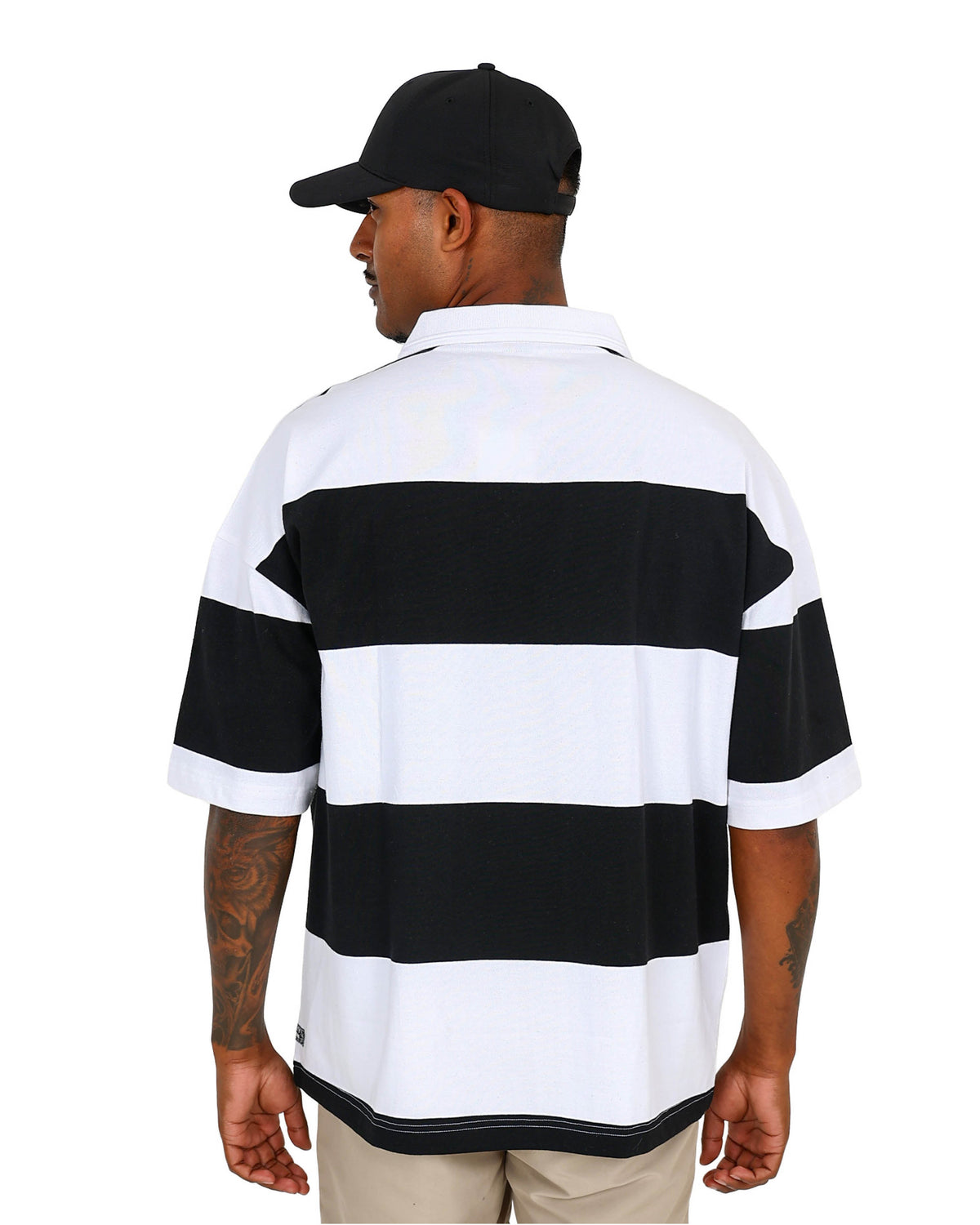 Short Sleeve Black & White Broad Stripe Oversized T-Shirt