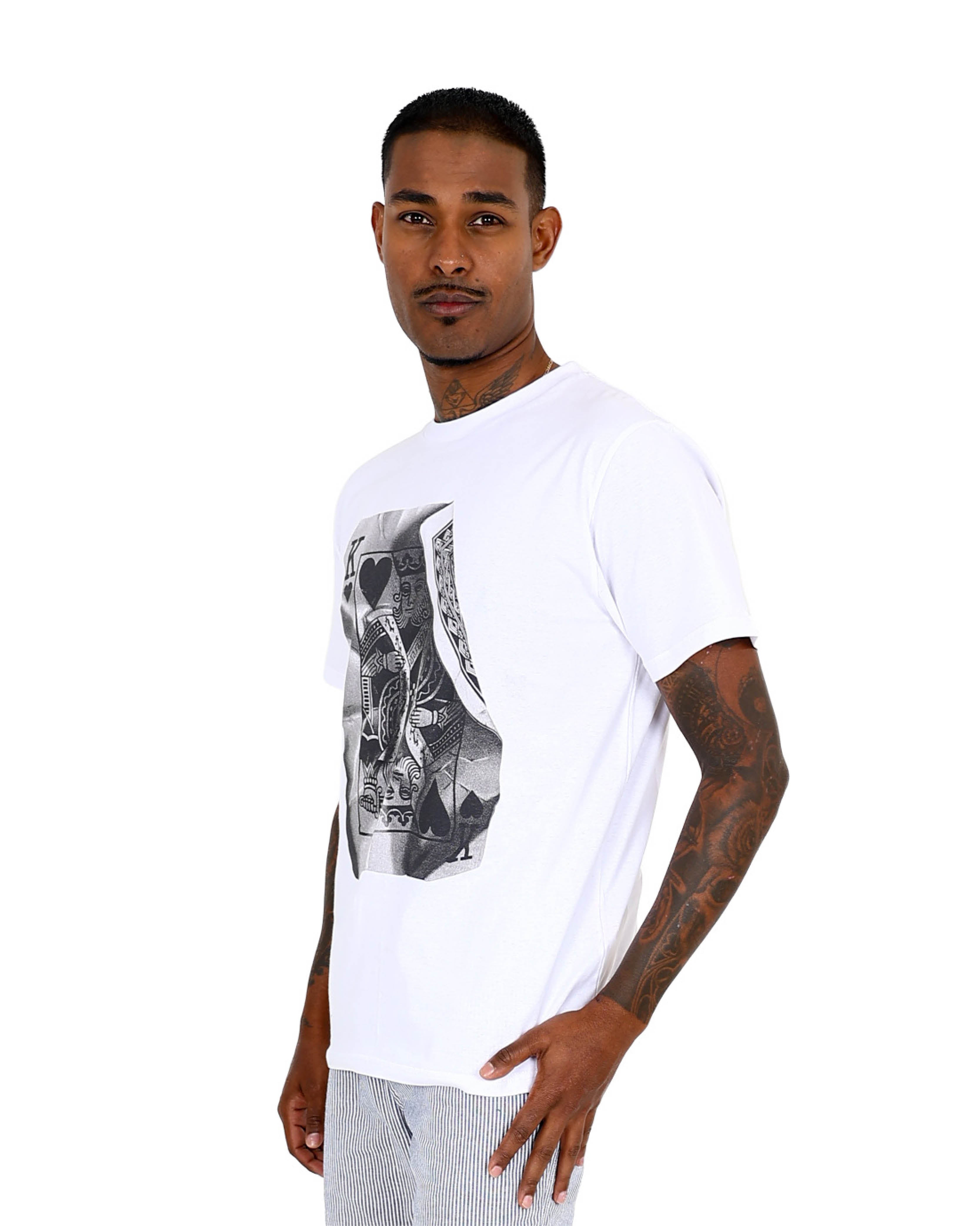 Short Sleeve White King Of Hearts Graphic T-Shirts