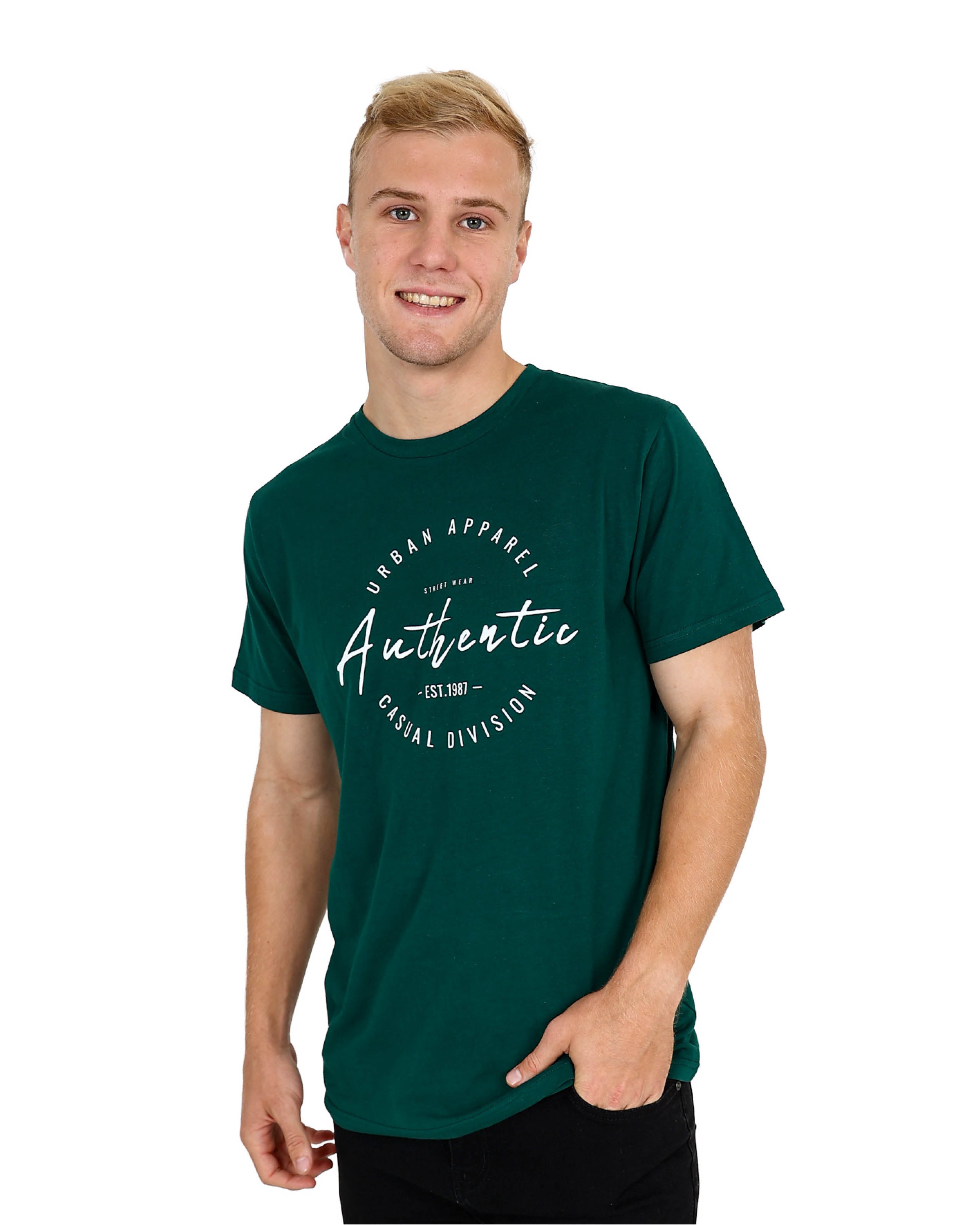 Short Sleeve Bottle Green Authentic Graphic T-Shirt
