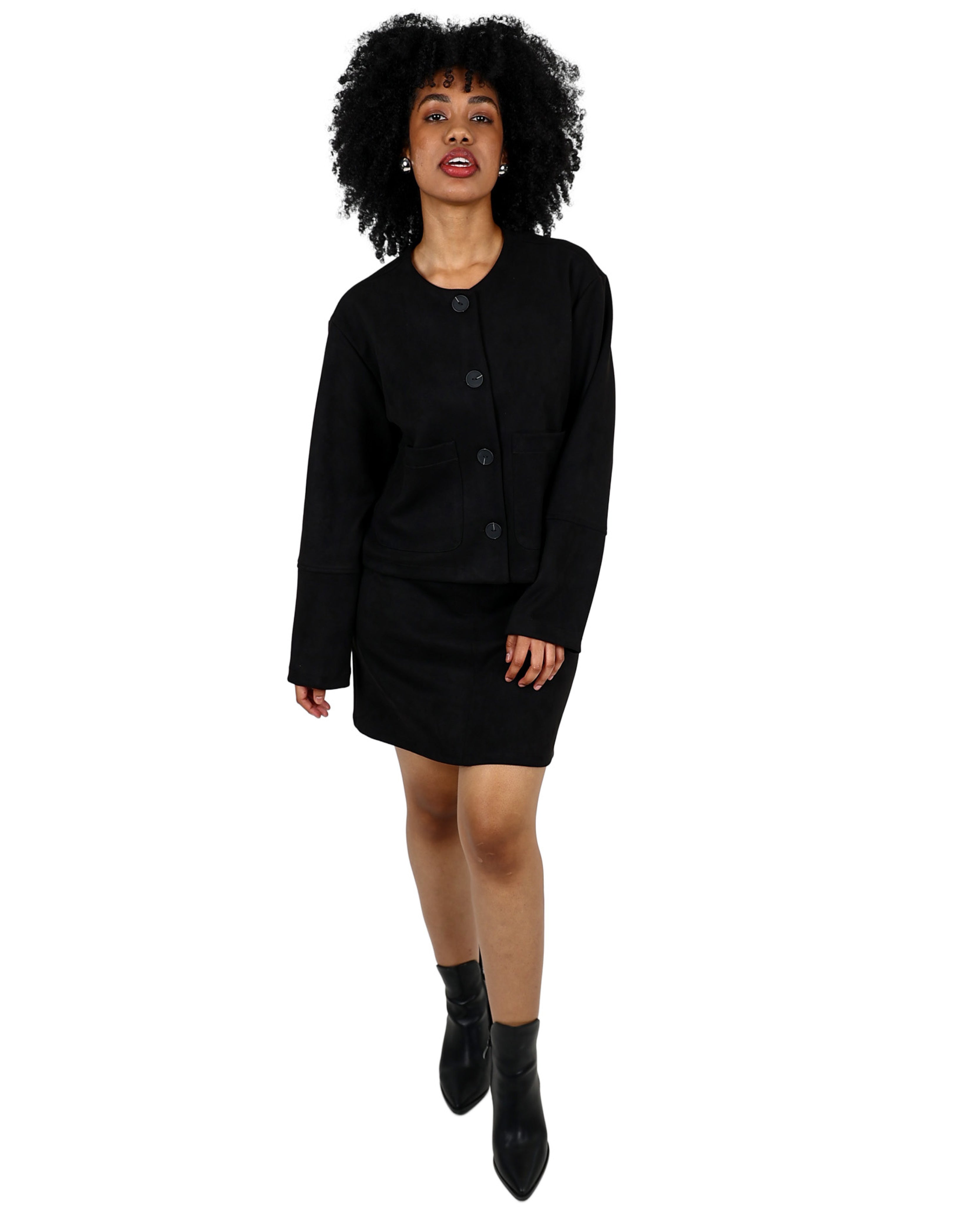 Black Suede Cropped Jacket