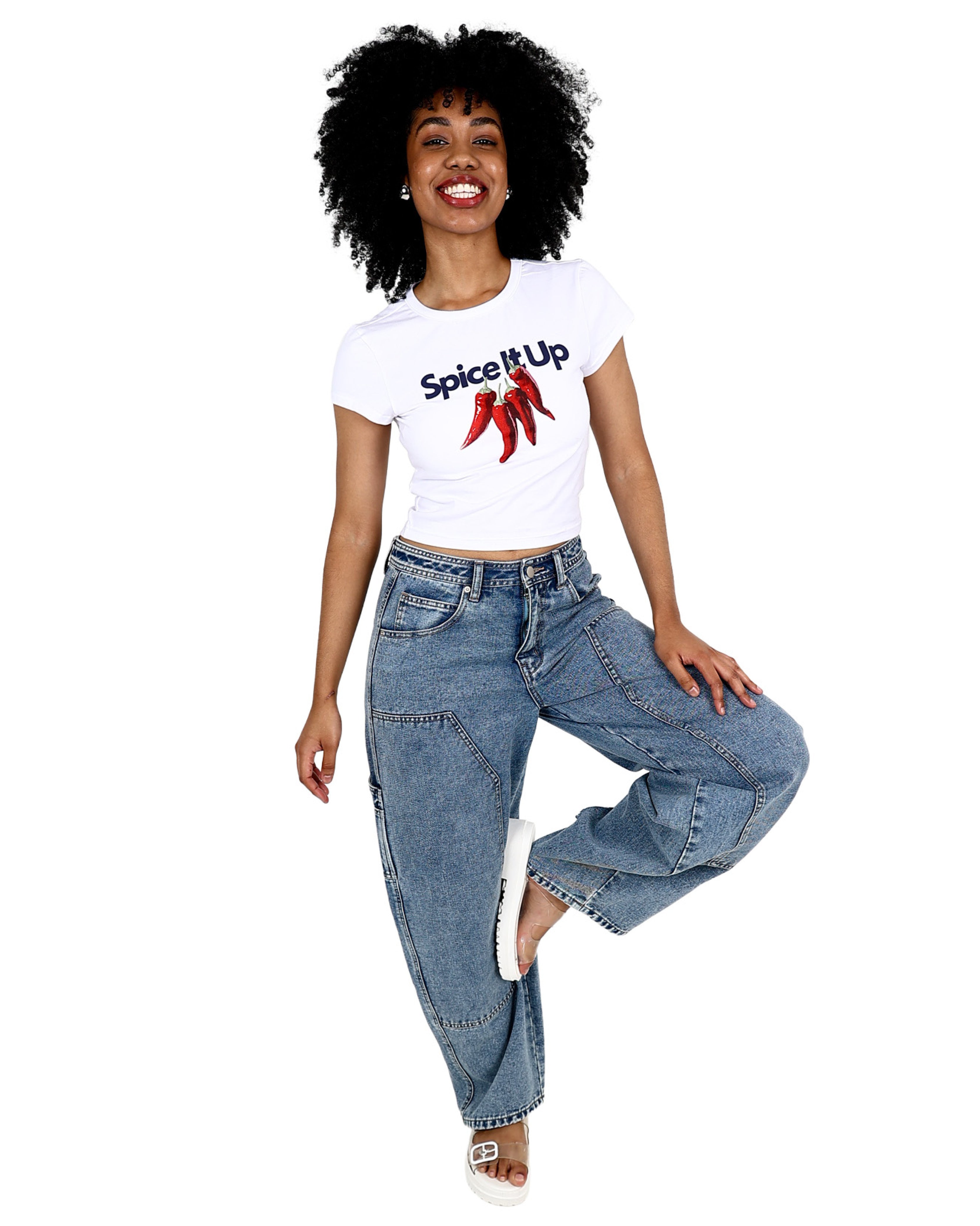 "Spice It Up" Graphic Print Crop Top