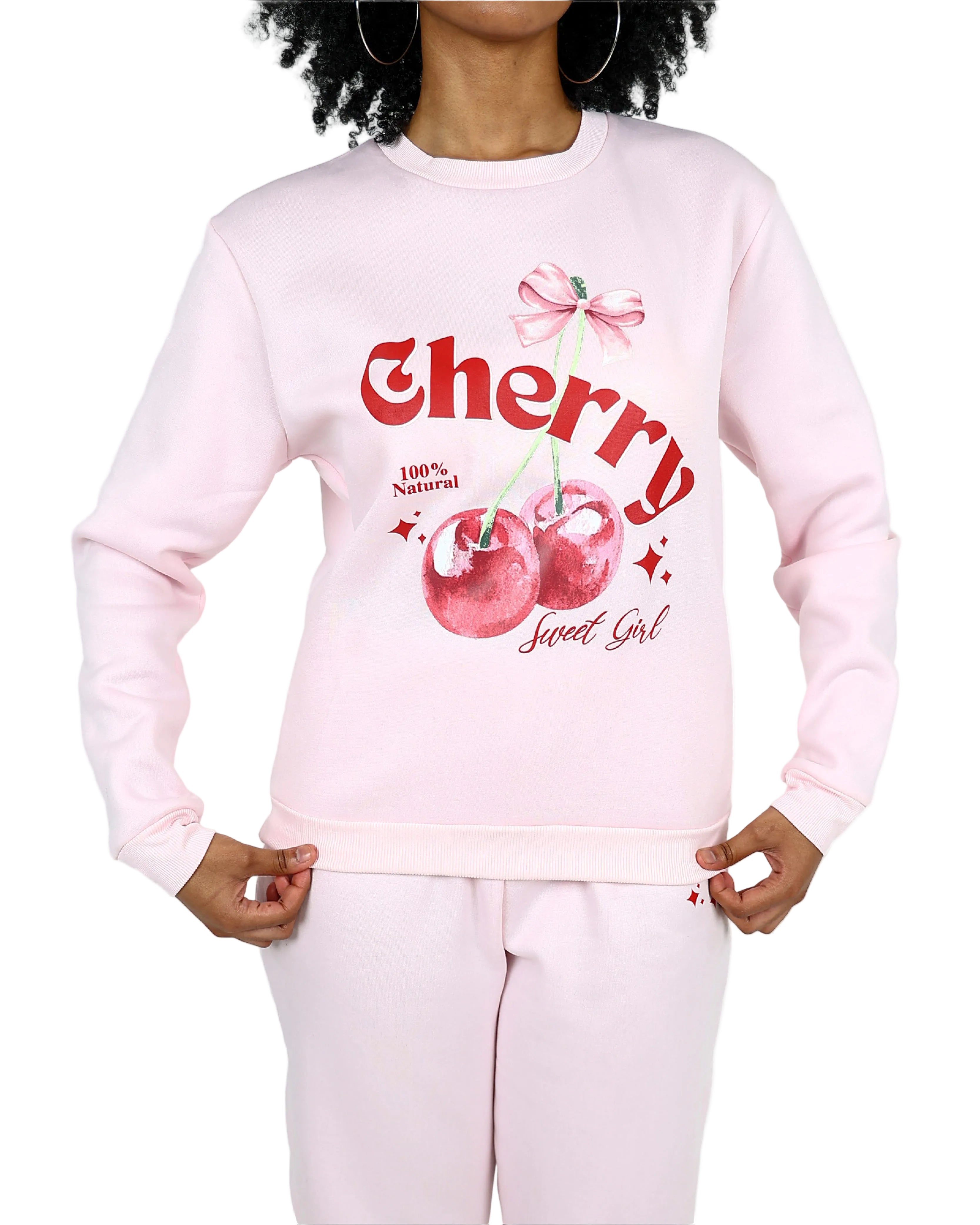 Cherry Pink Fleece Sweater