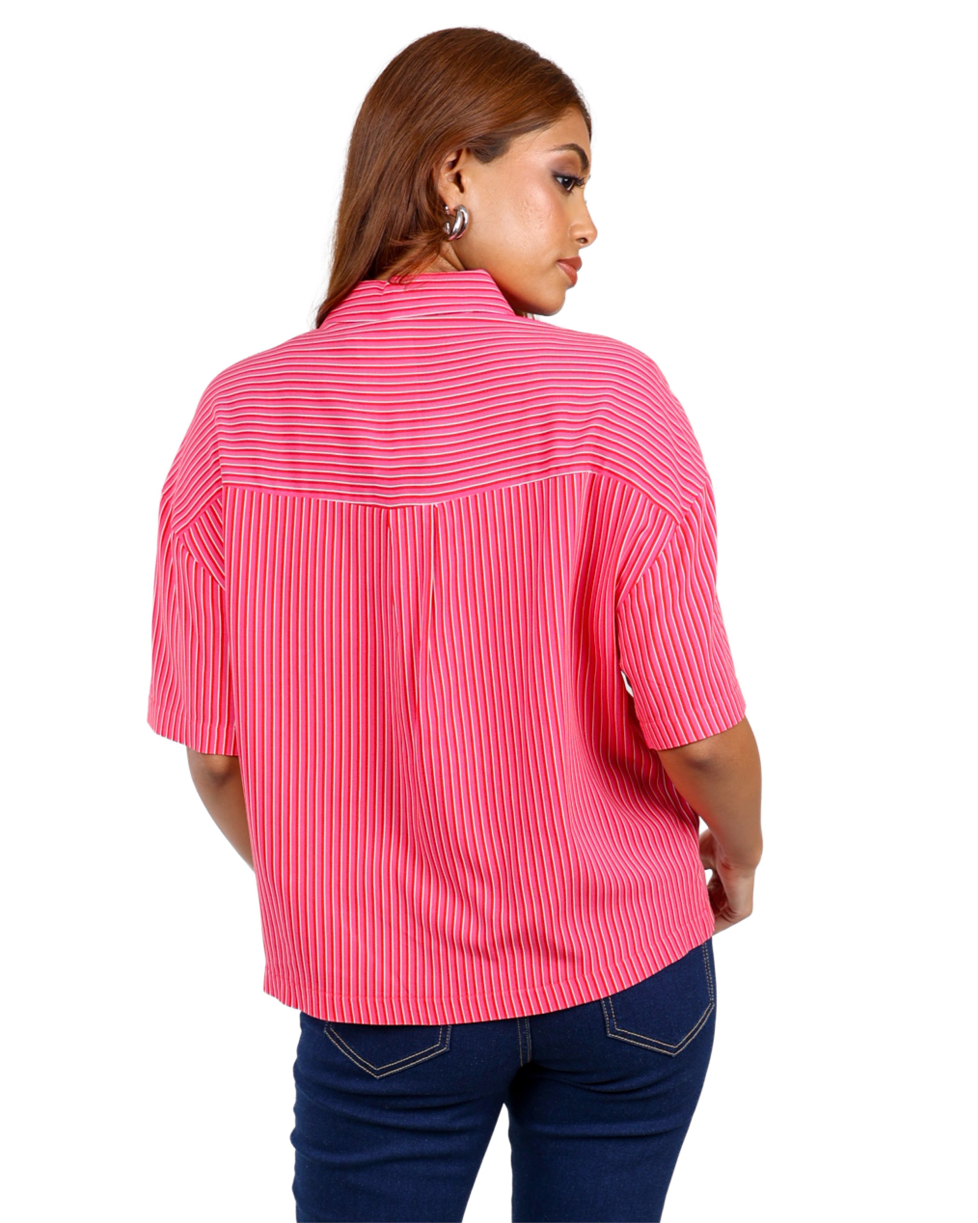 Slouchy Short Sleeve Striped Shirt