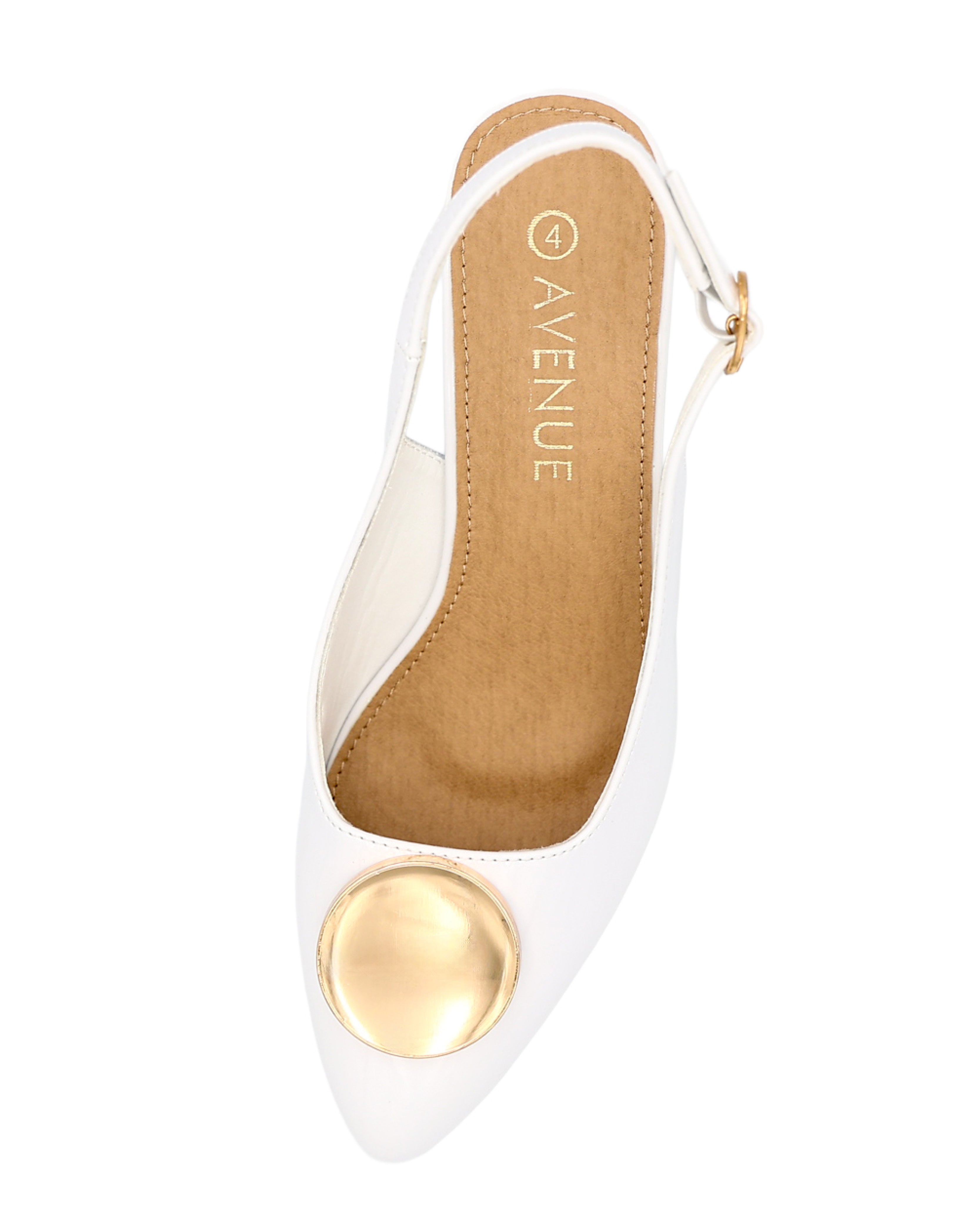 White Disc Accent Slingback Block Heels