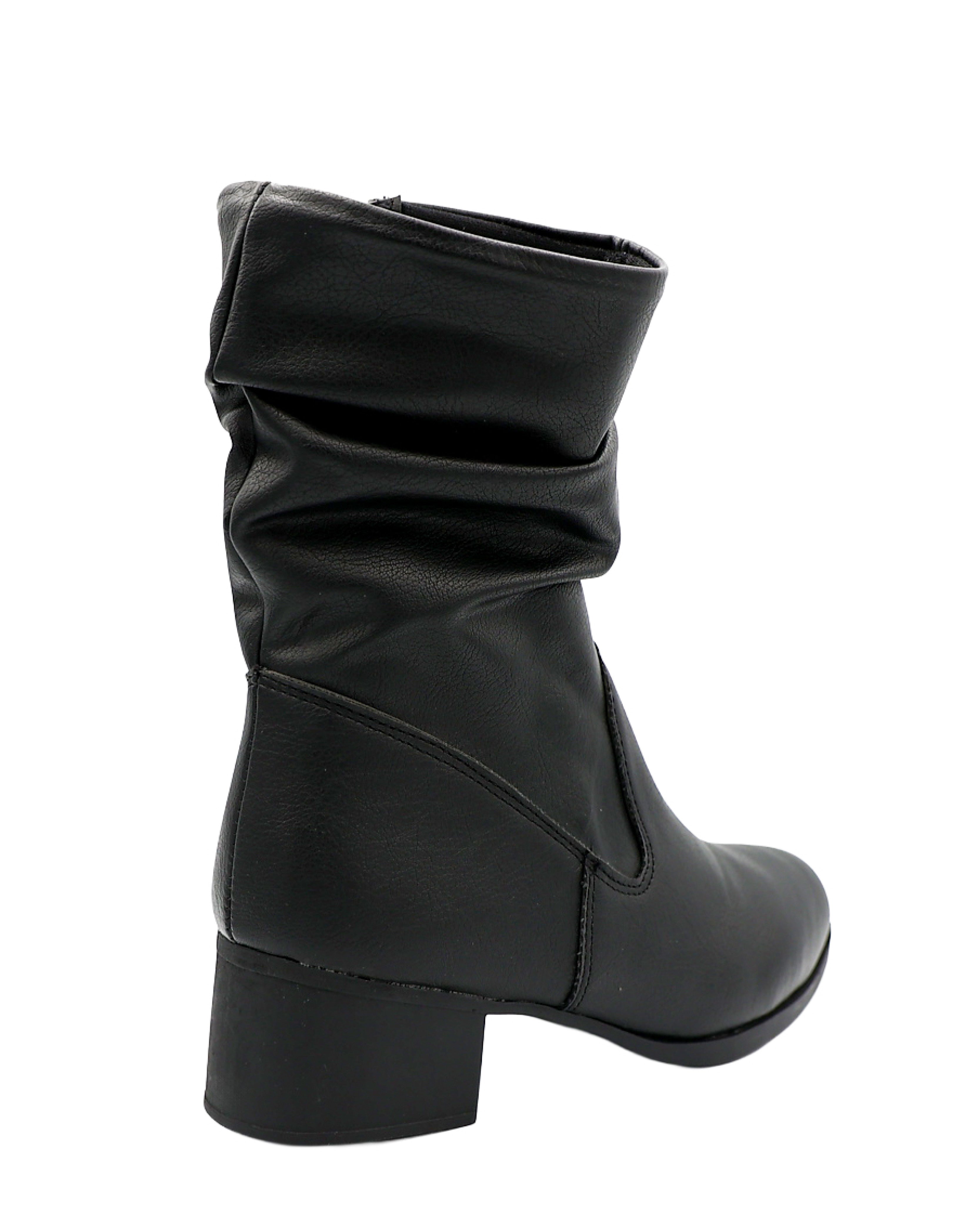 Slouchy Black Block Heel Boot