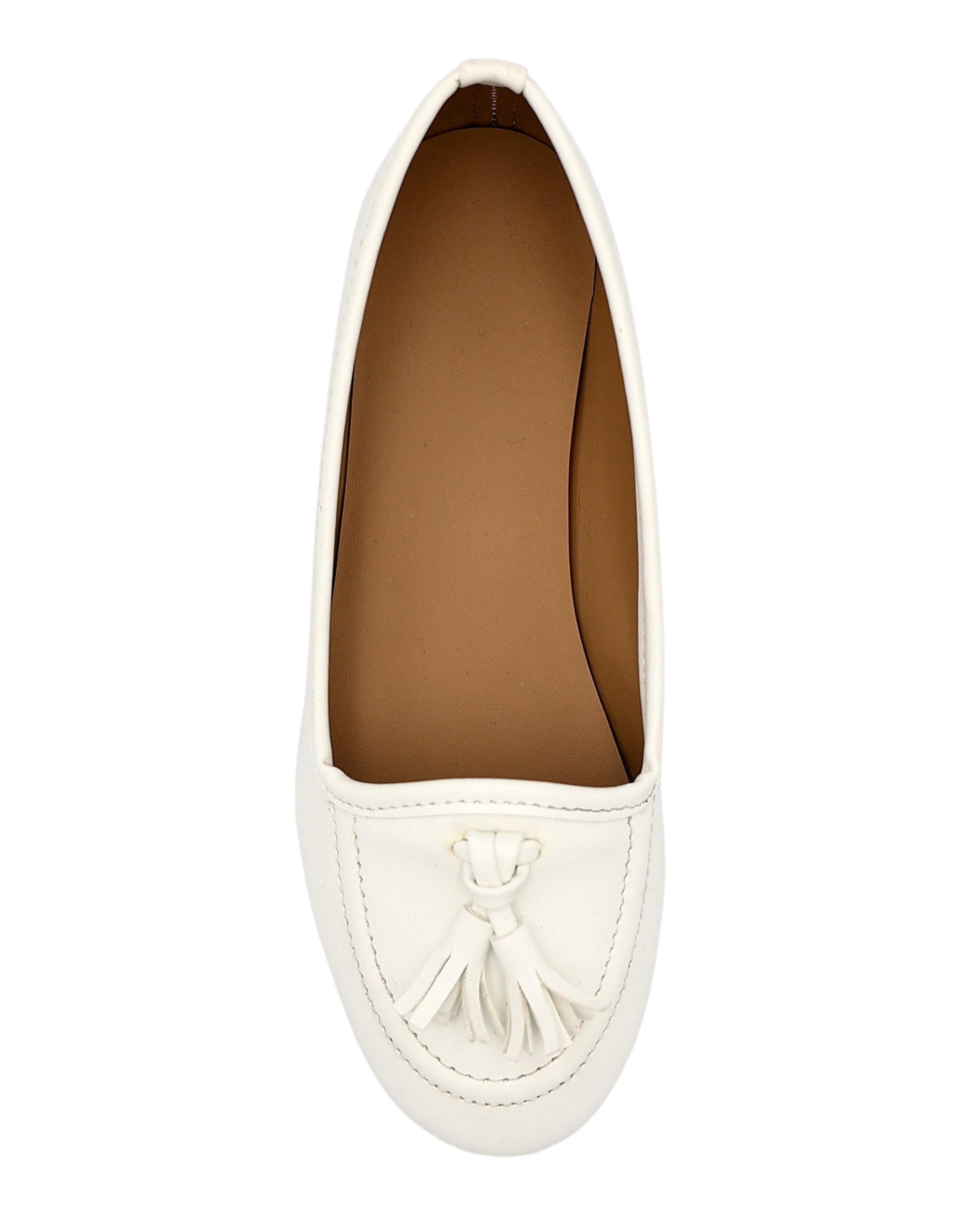 White Tassel Slip-On Pumps