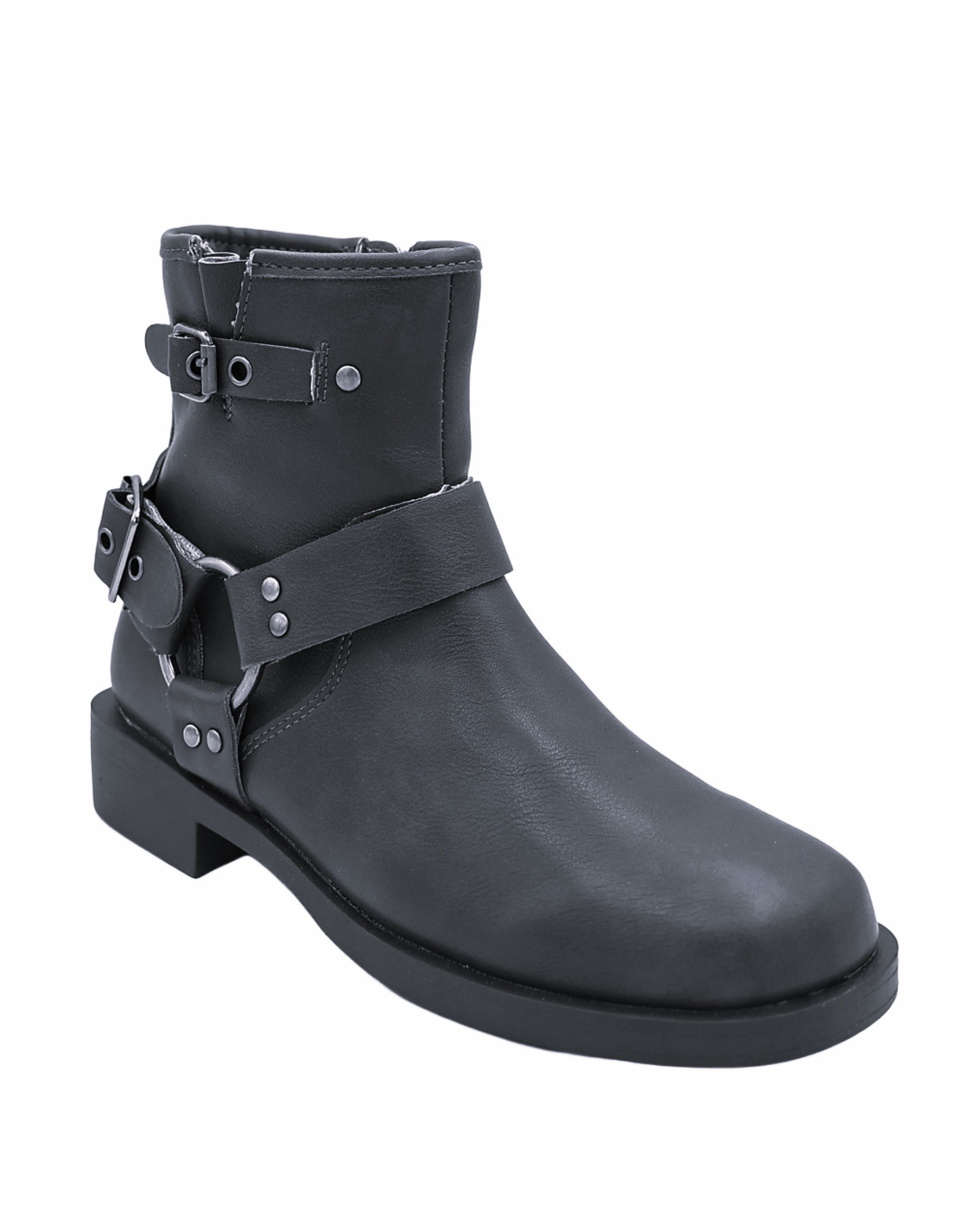 Girls Black Zip Up Biker Boot