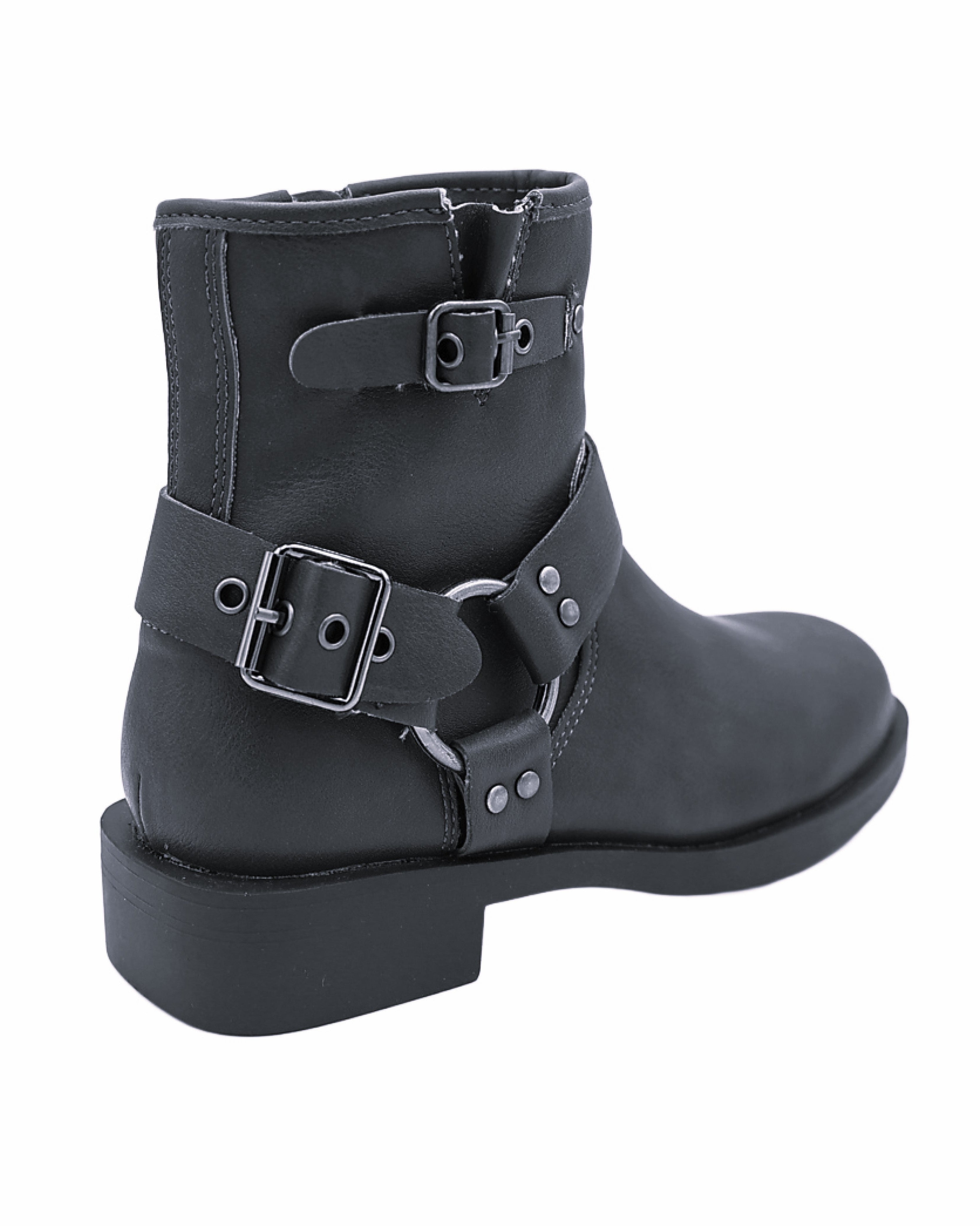 Girls Black Zip Up Biker Boot