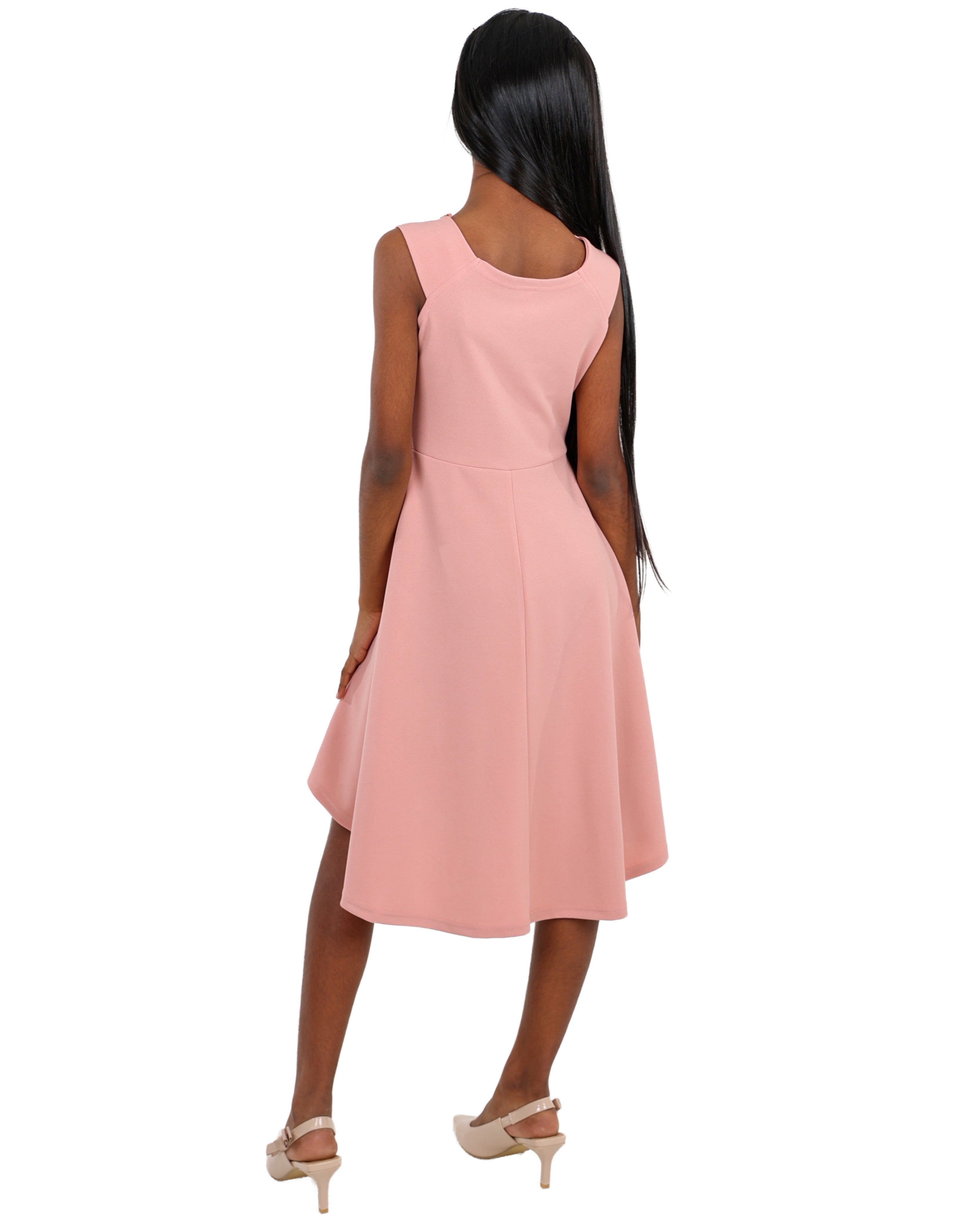 Sleeveless Flair Dress with Necklace