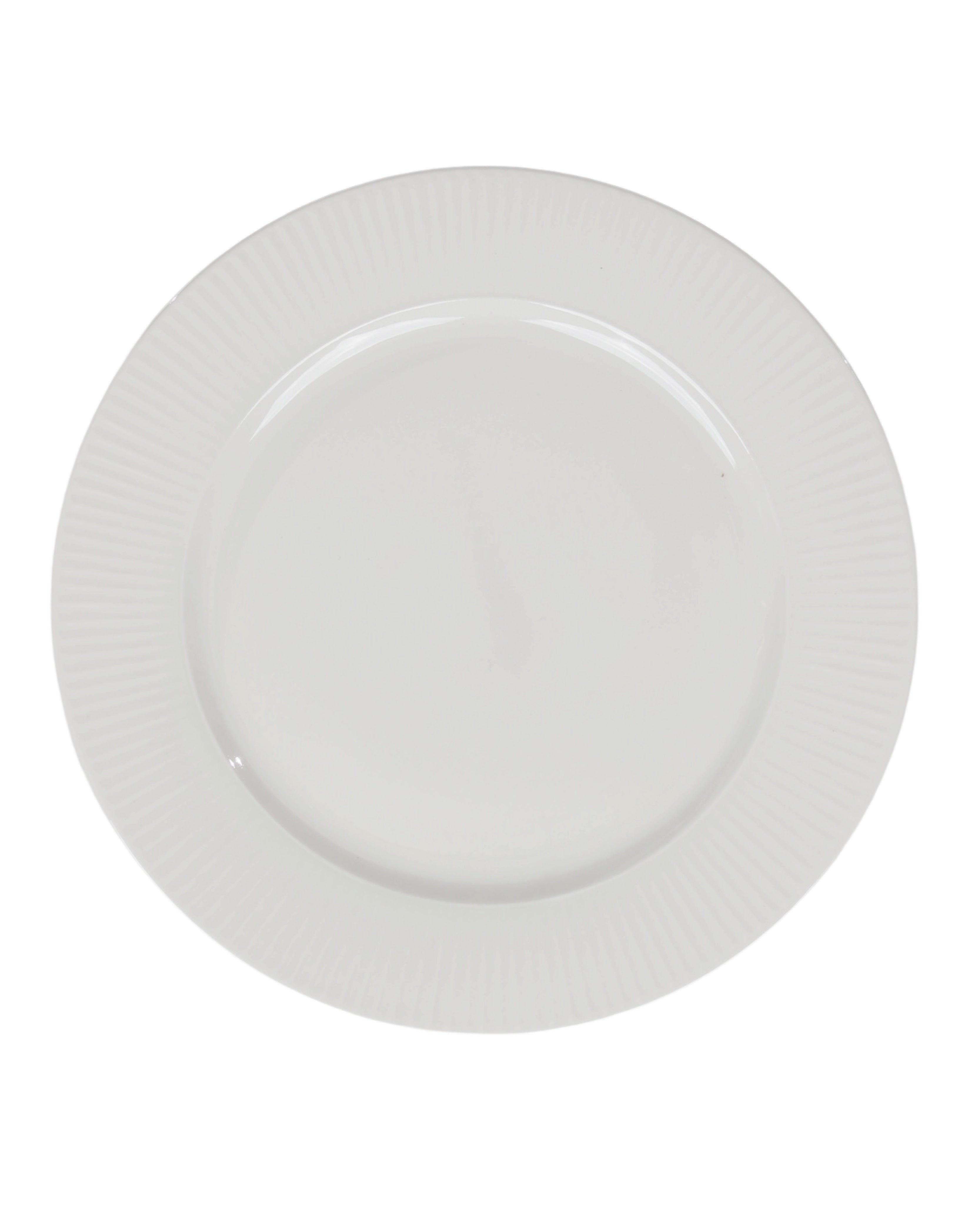 White Ribbed Trimmed Edge Dinner Plate