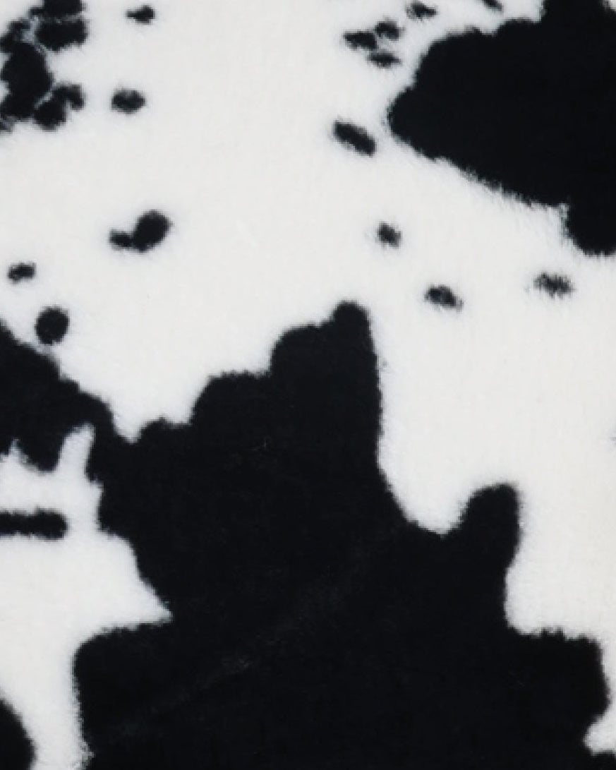 Black Fluffy Faux Animal Hide Printed Scatter Cushion