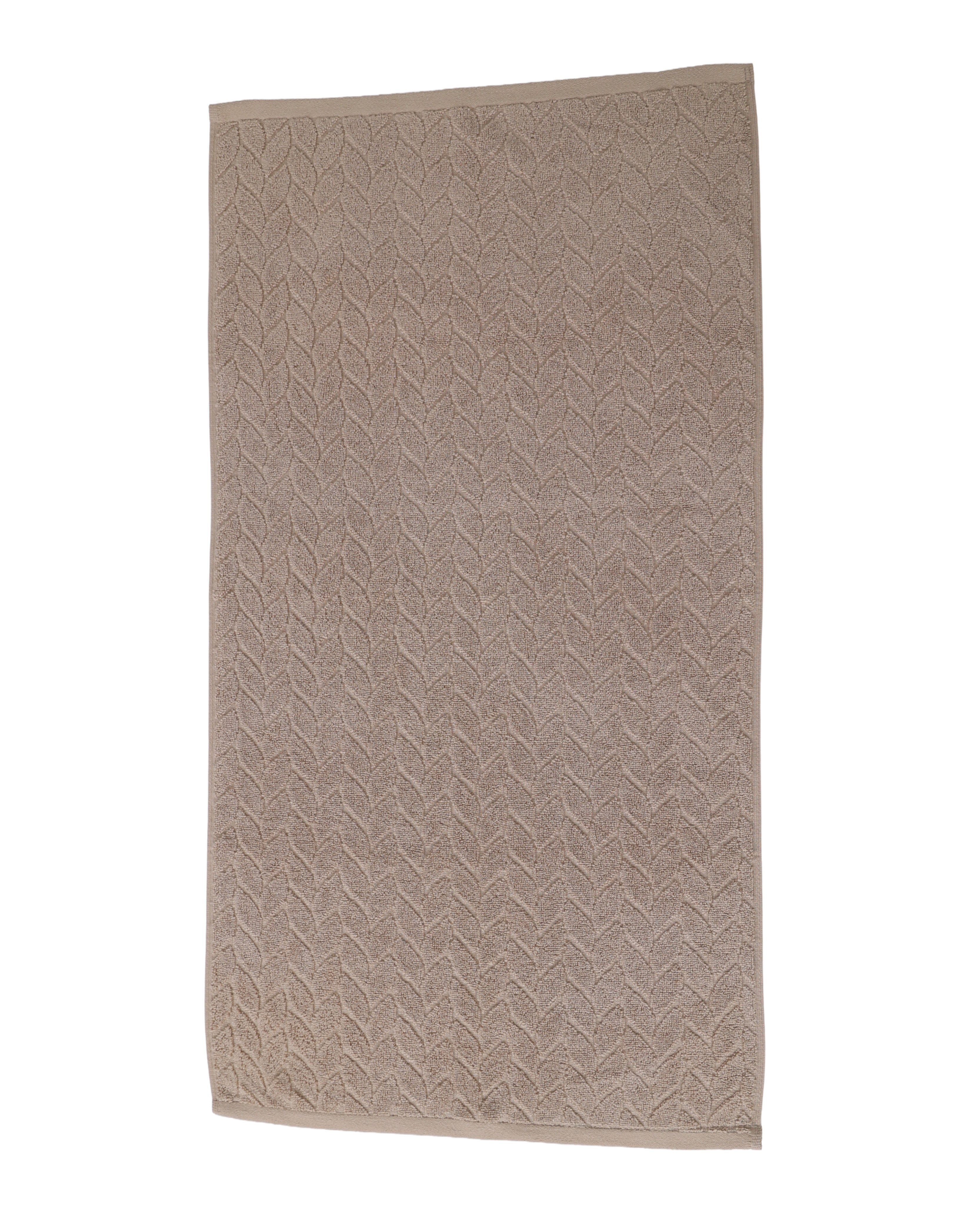Beige Jacquard Leaf Cotton Hand Towel