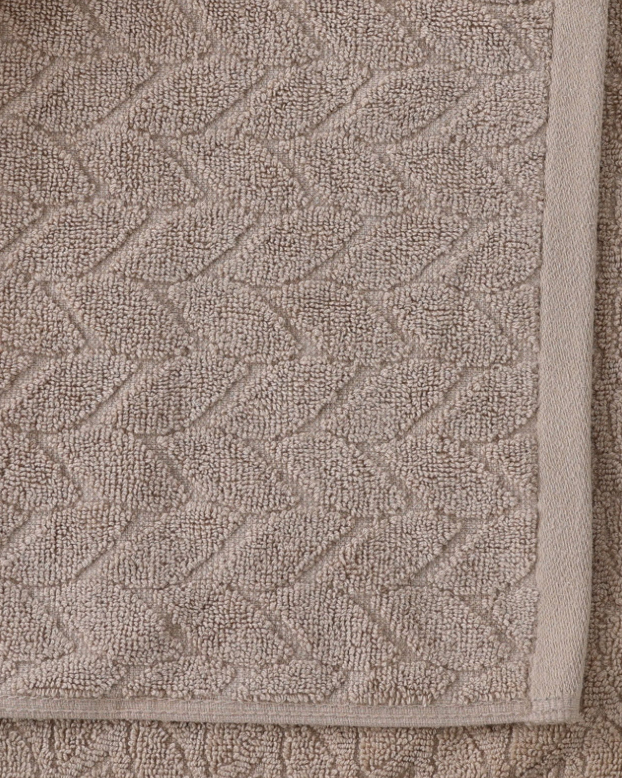 Beige Jacquard Leaf Cotton Hand Towel