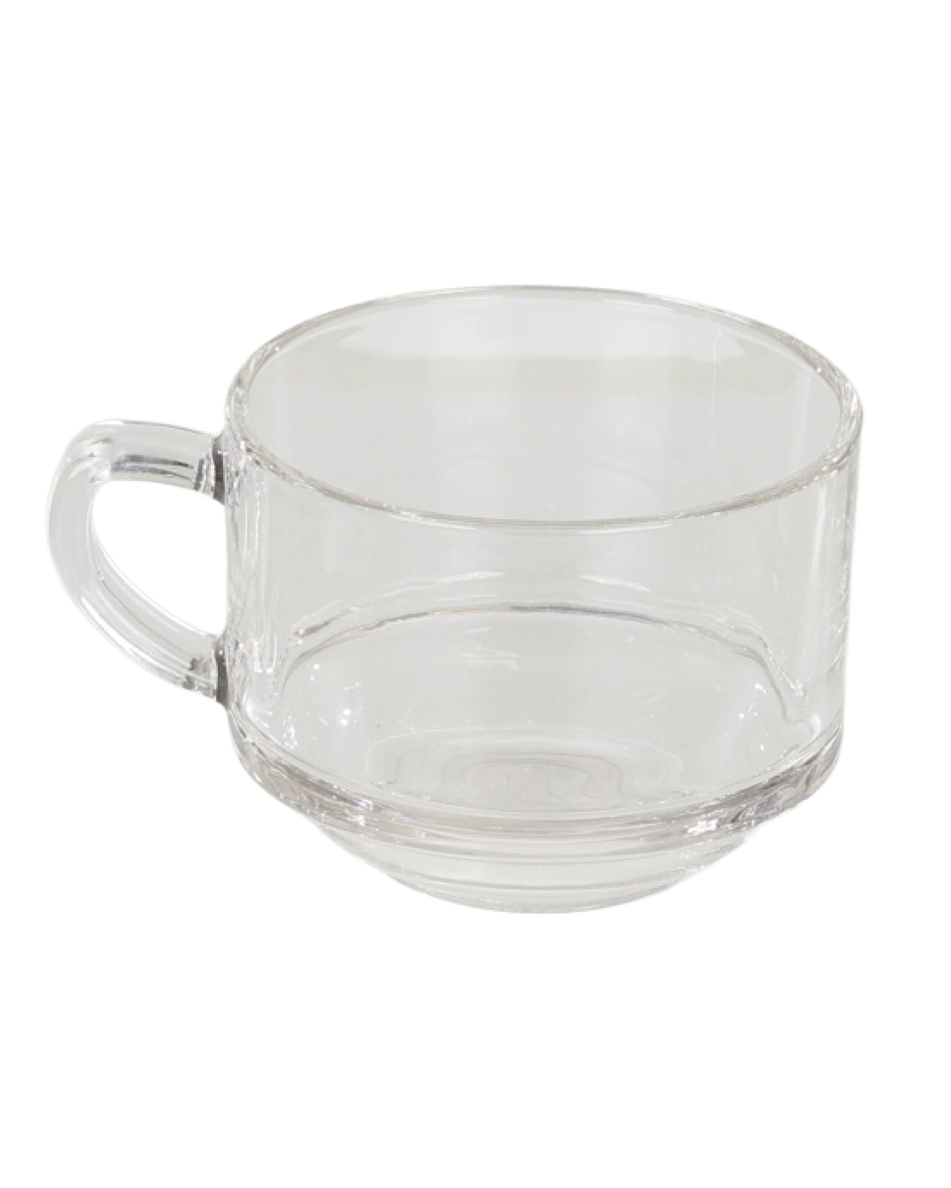 Large Clear Glass Flat Base Coffee Mug