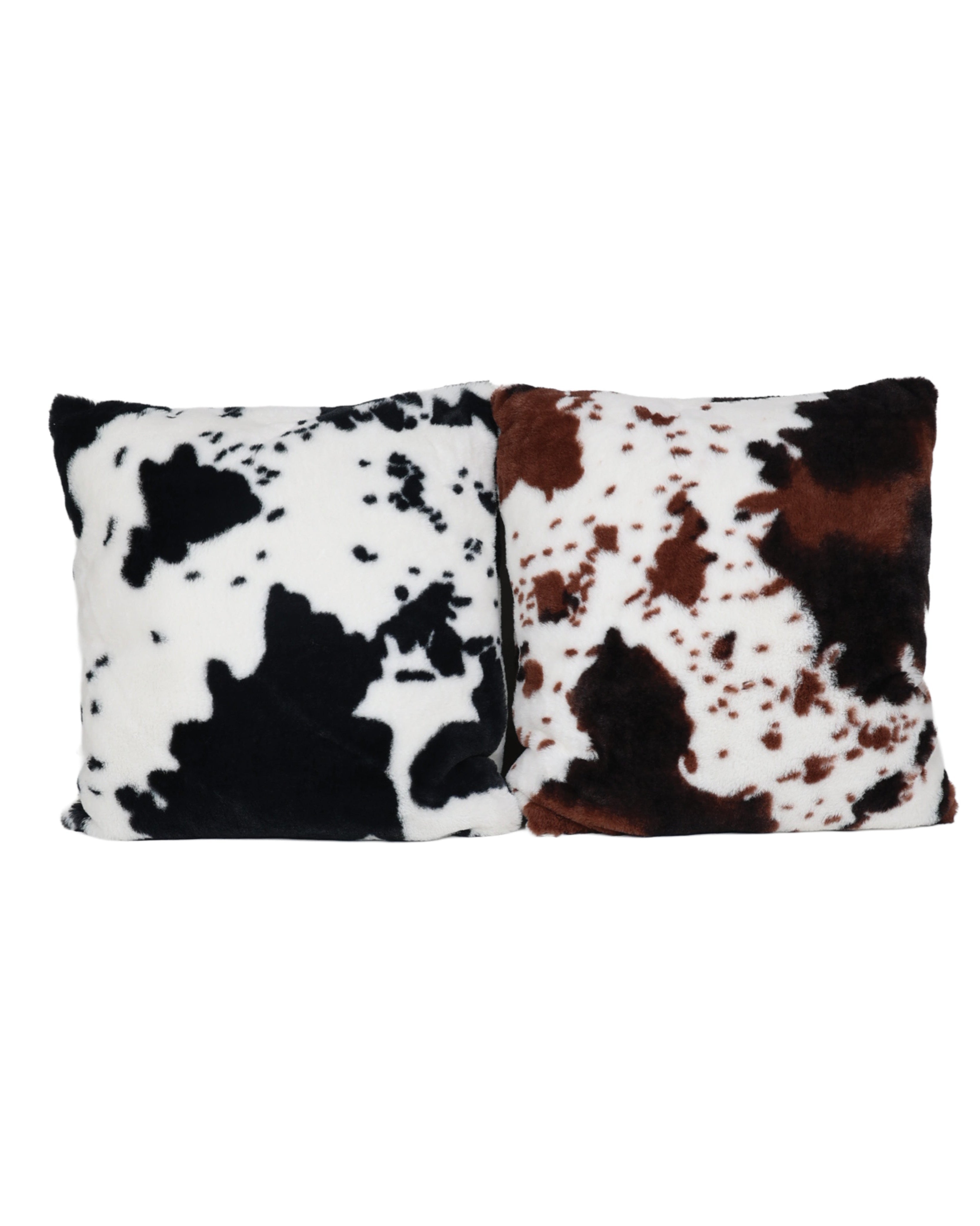 Black Fluffy Faux Animal Hide Printed Scatter Cushion