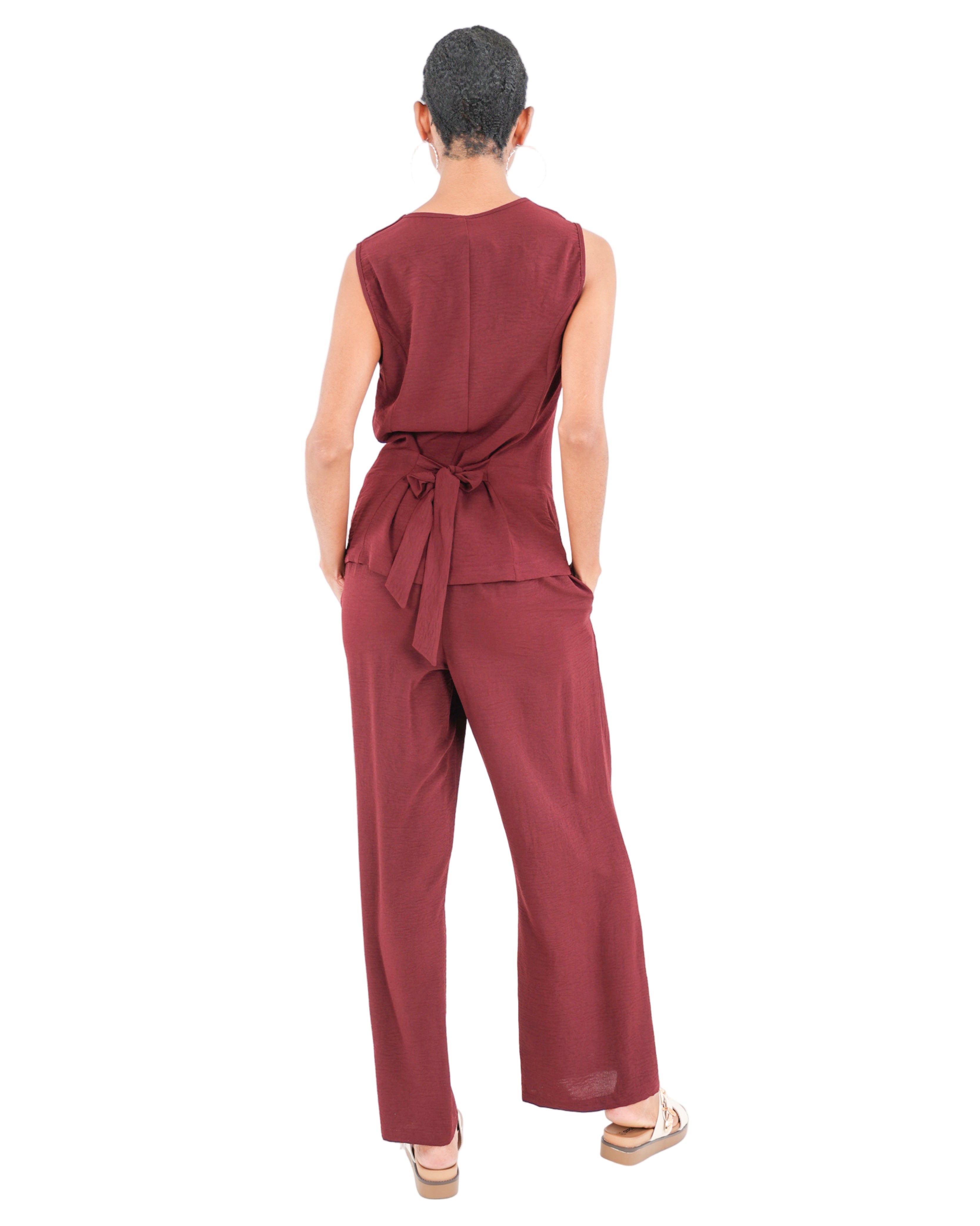 Wide Leg Culottes Pull Up Pants