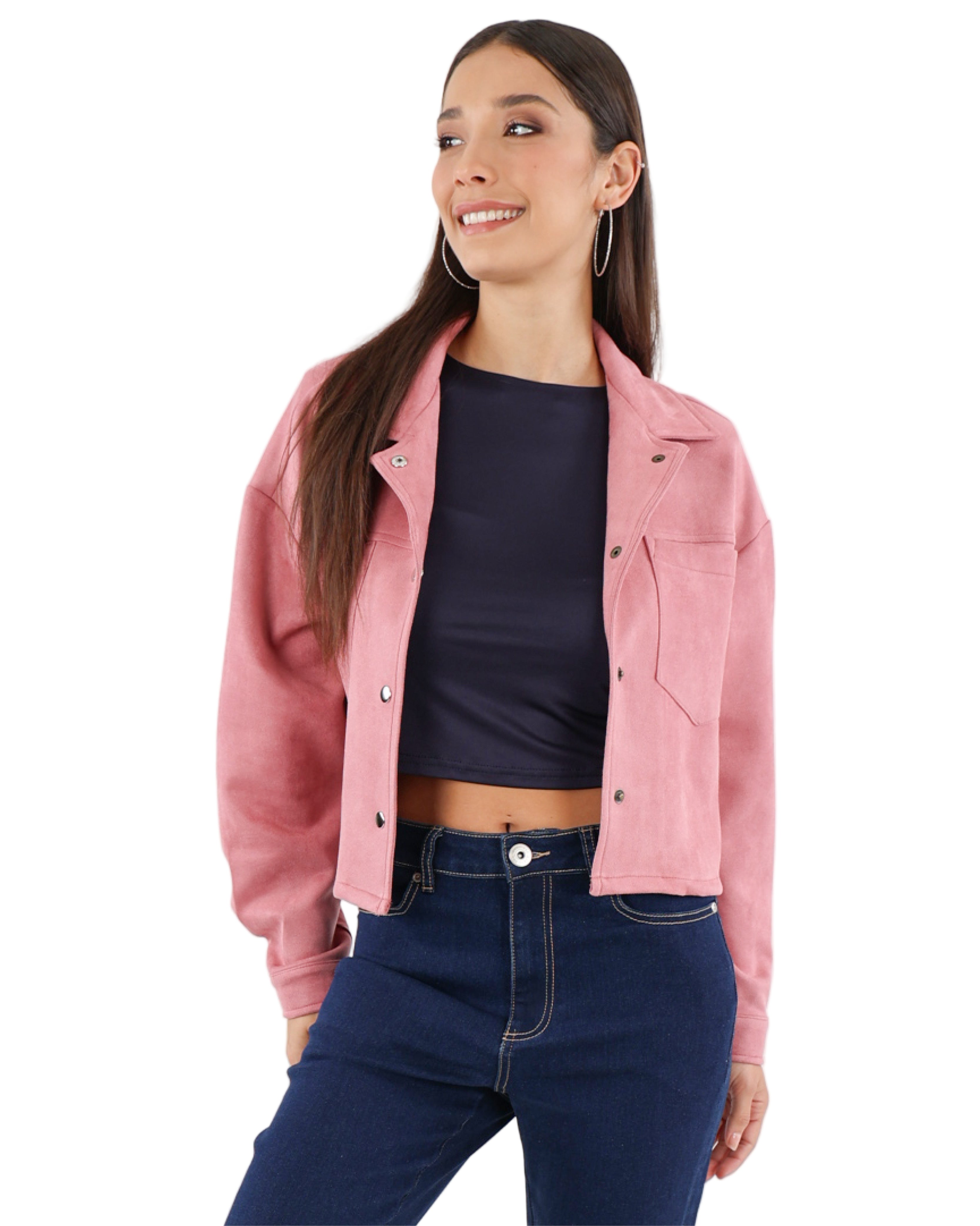 Blush Faux Suede Crop Shacket