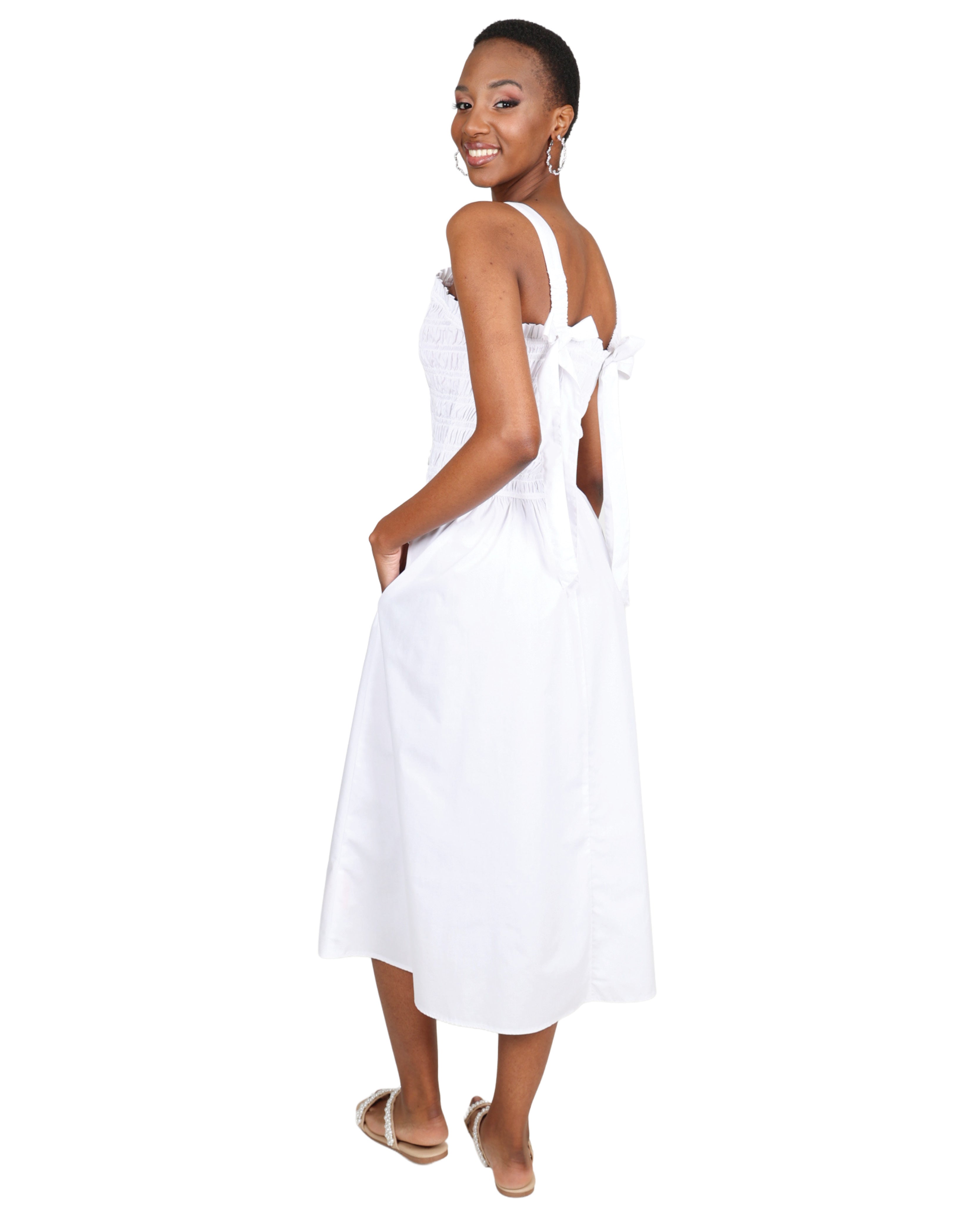 Bow Detail Ruched Maxi Dress