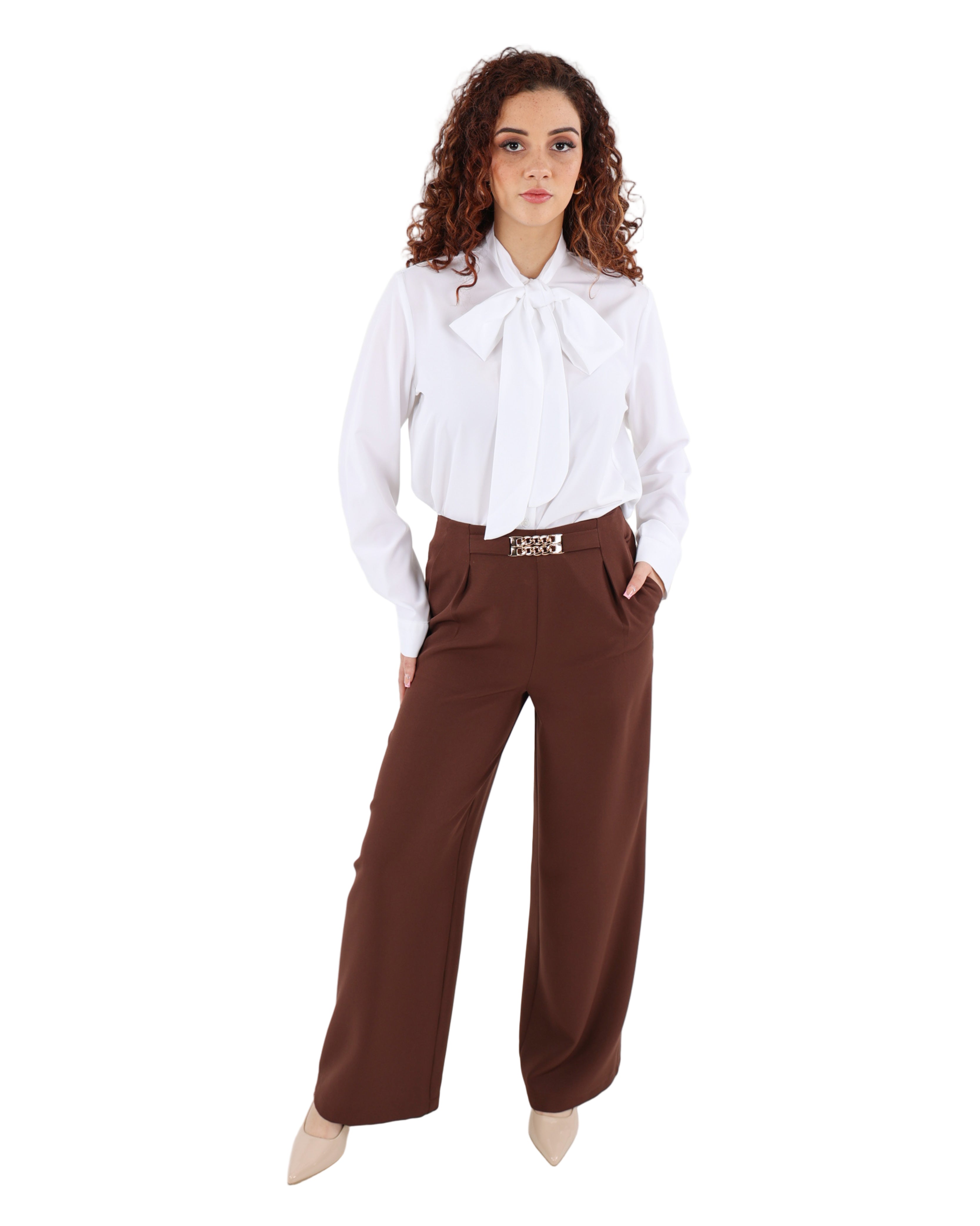 Wide Leg Pants with Trim Detail