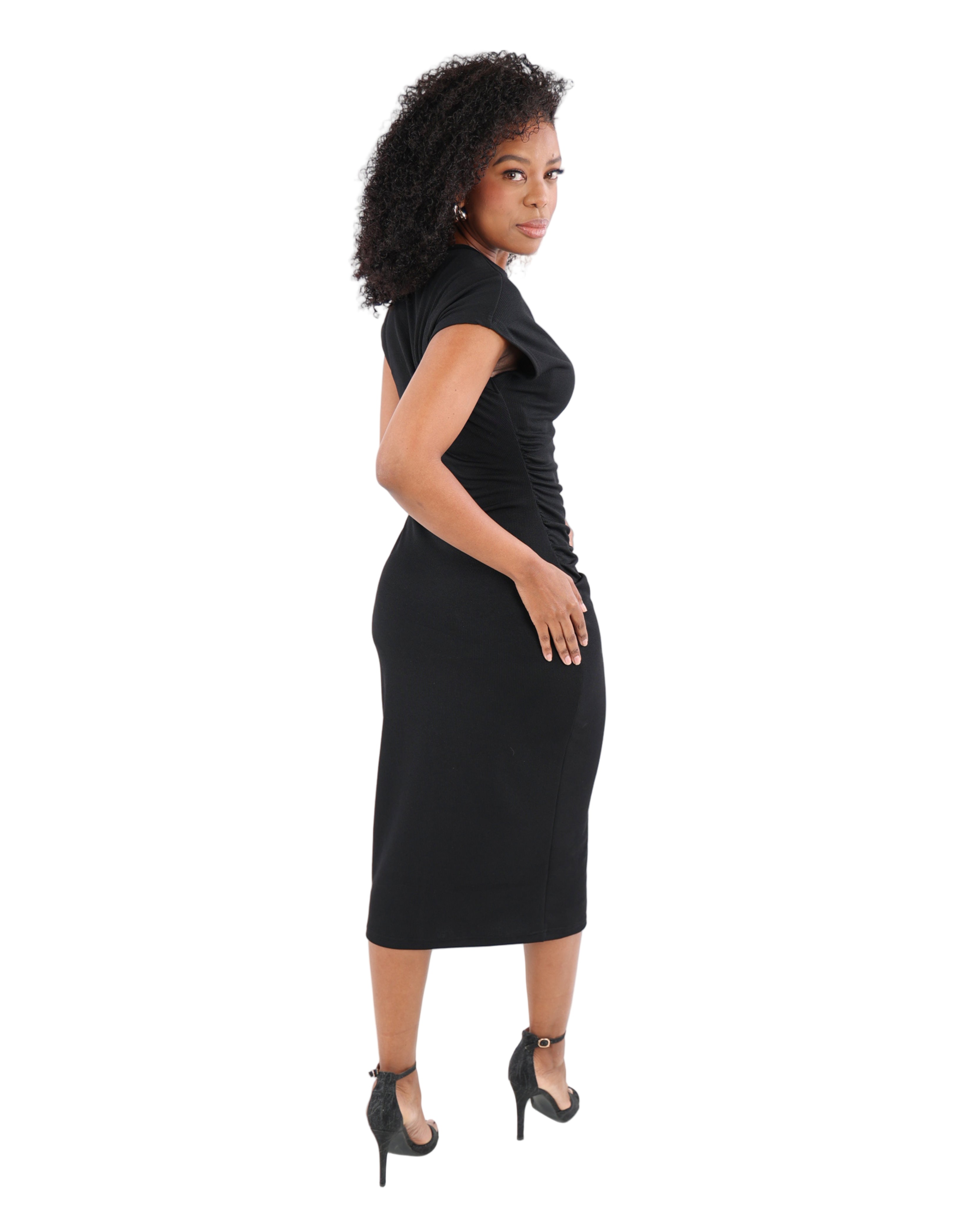 Side Ruched Detail Midi Dress