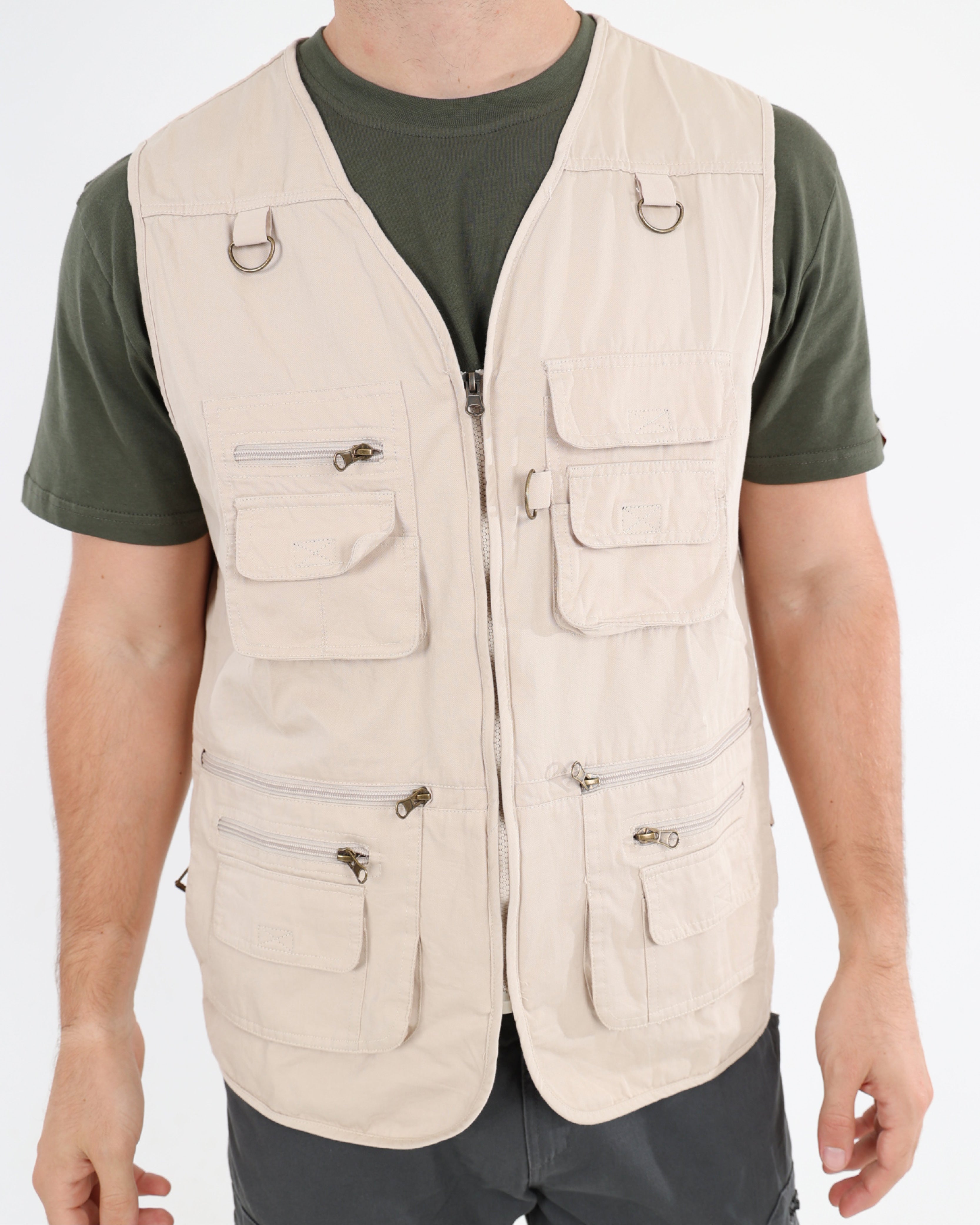 Okavango Sleeveless Stone Multi Pocket Fishing Jacket