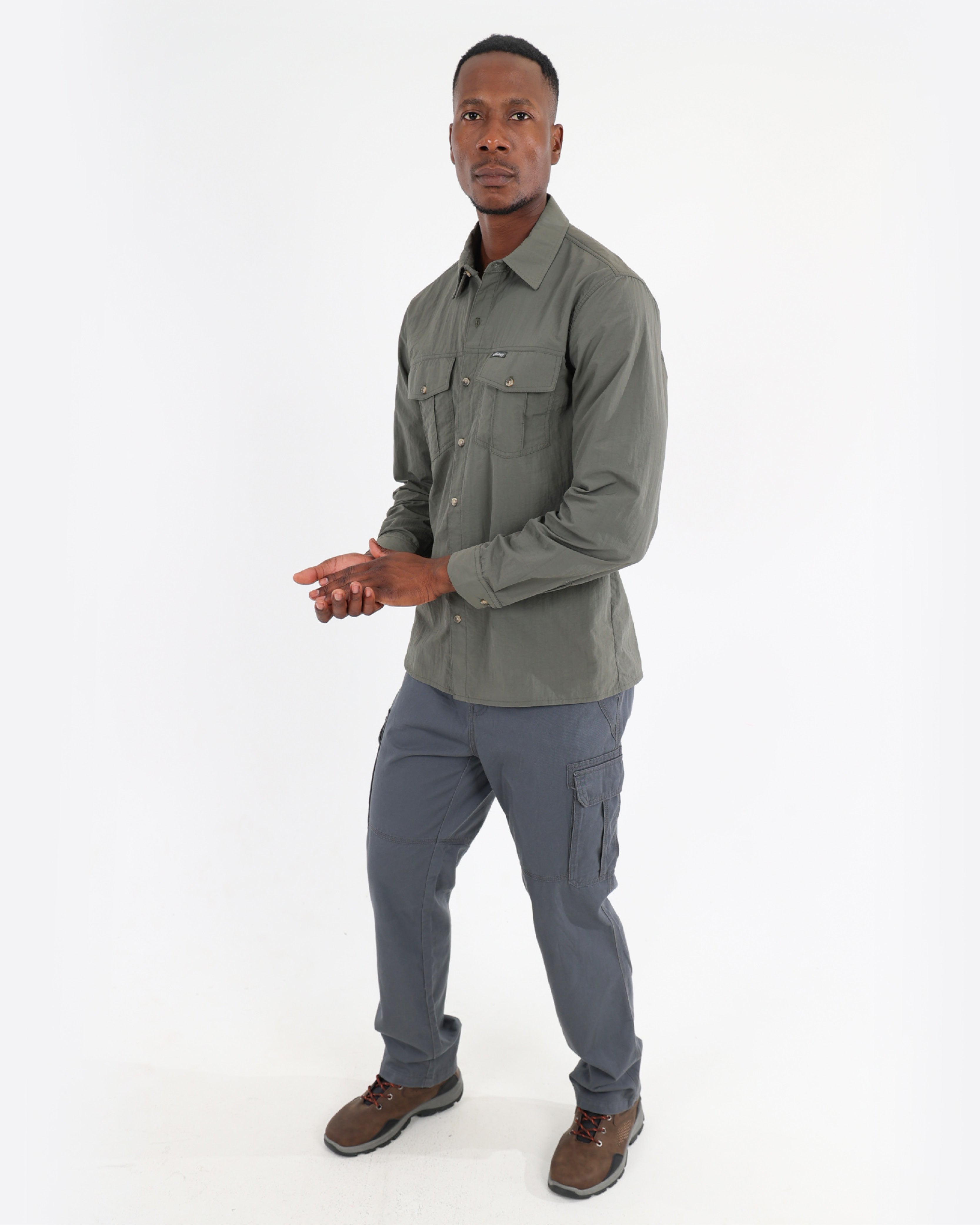 Okavango Grey Cotton Cargo Pants