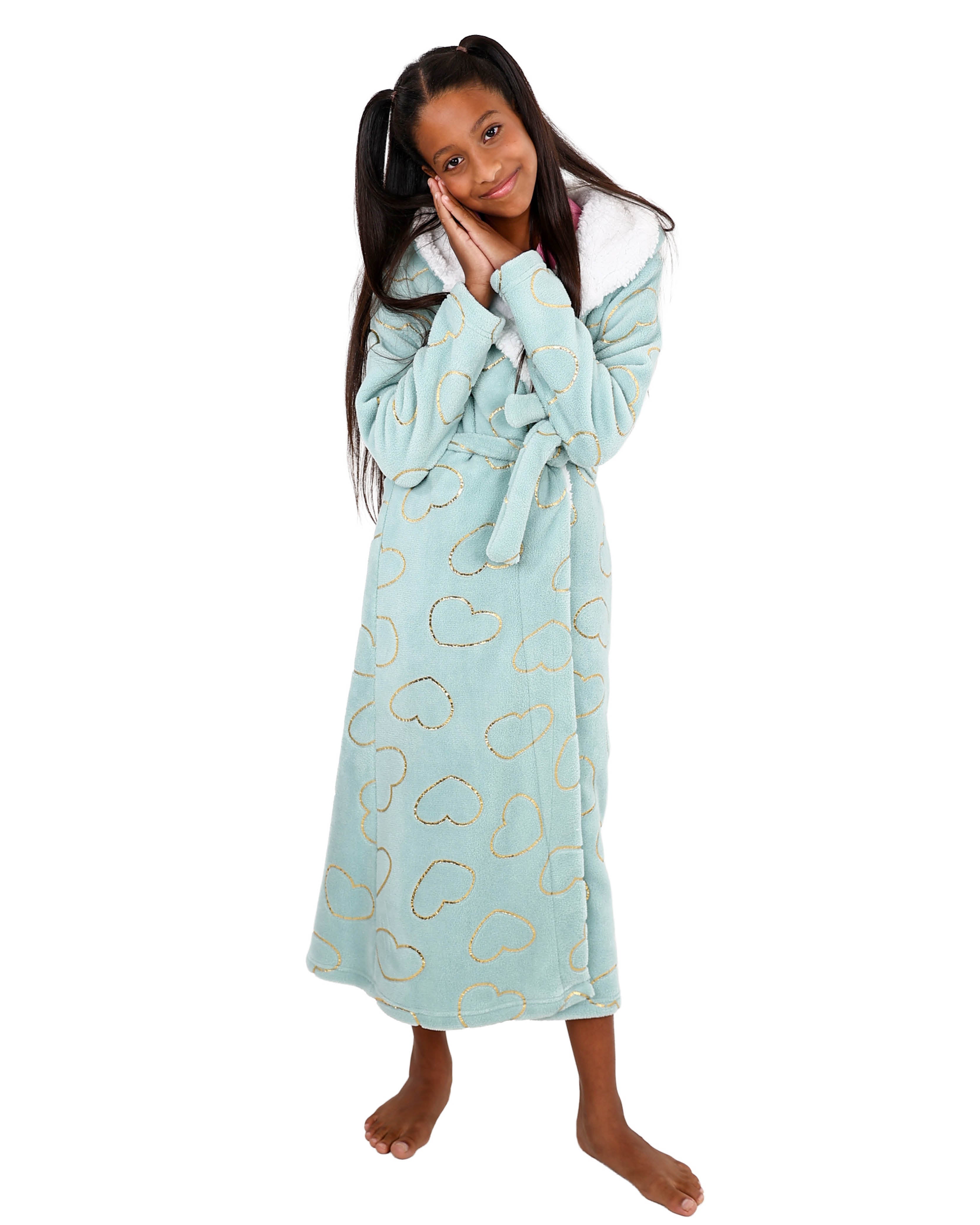 Foil Heart Print Hooded Gown