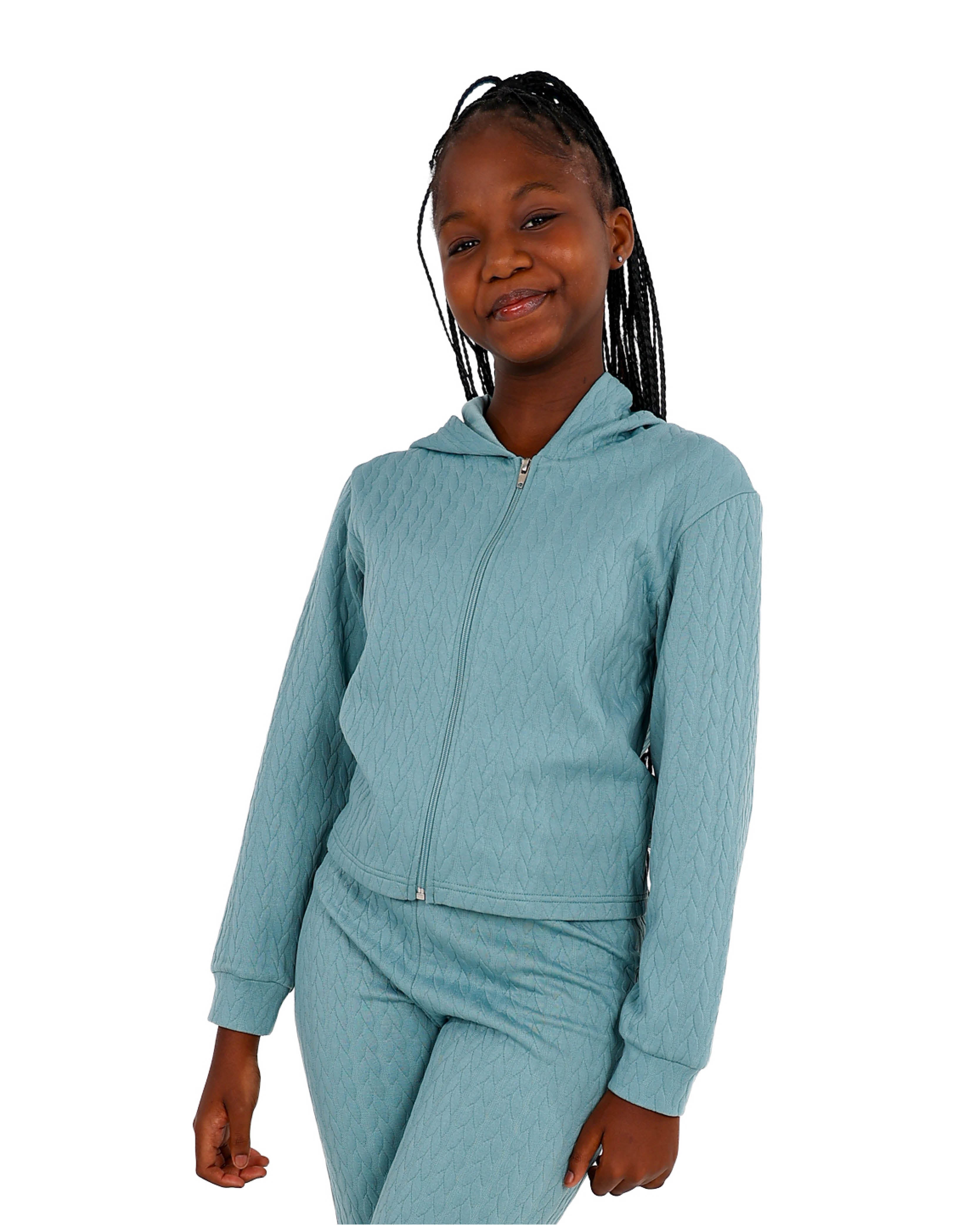 Green Jacquard Zip-Up Hoodie