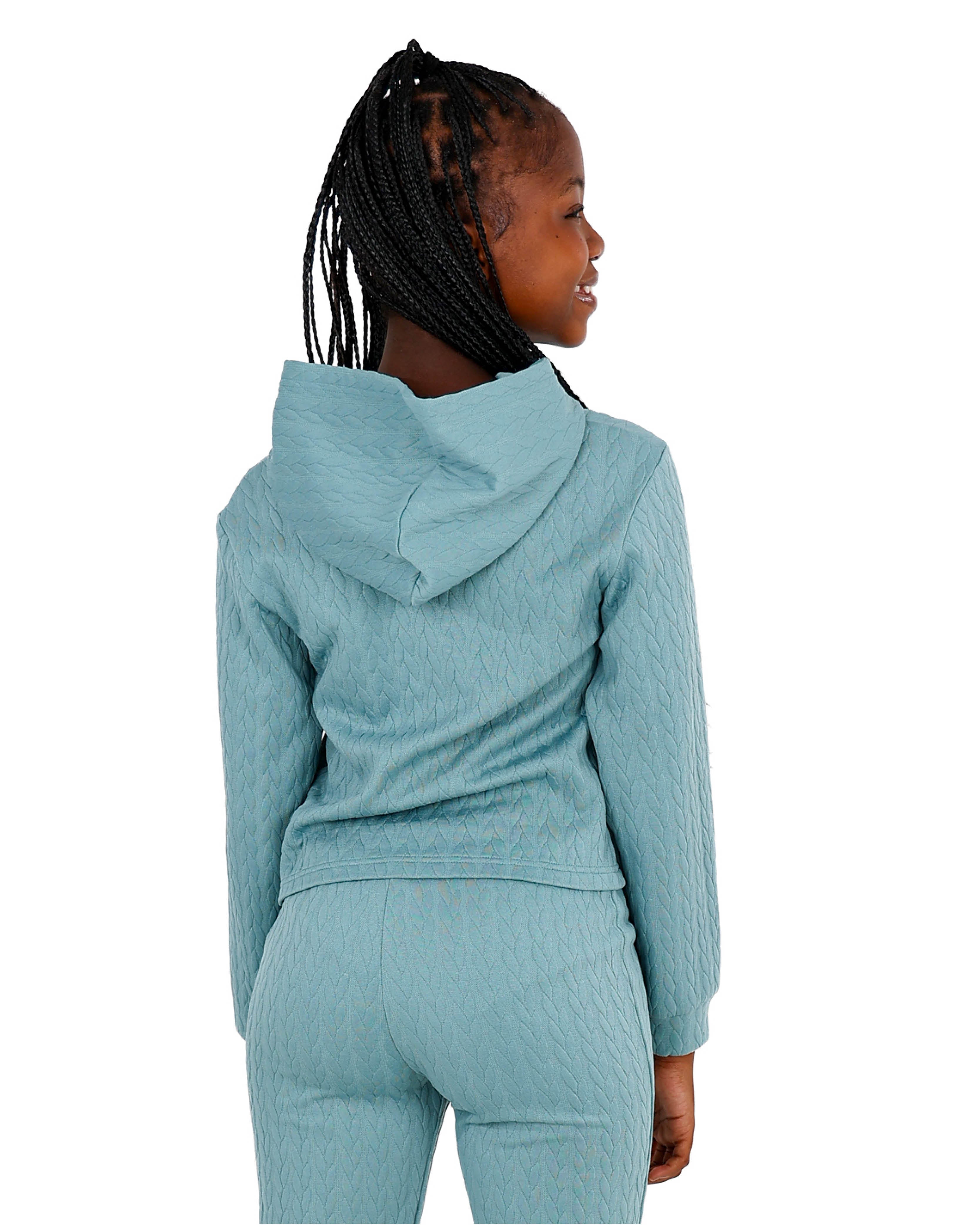 Green Jacquard Zip-Up Hoodie