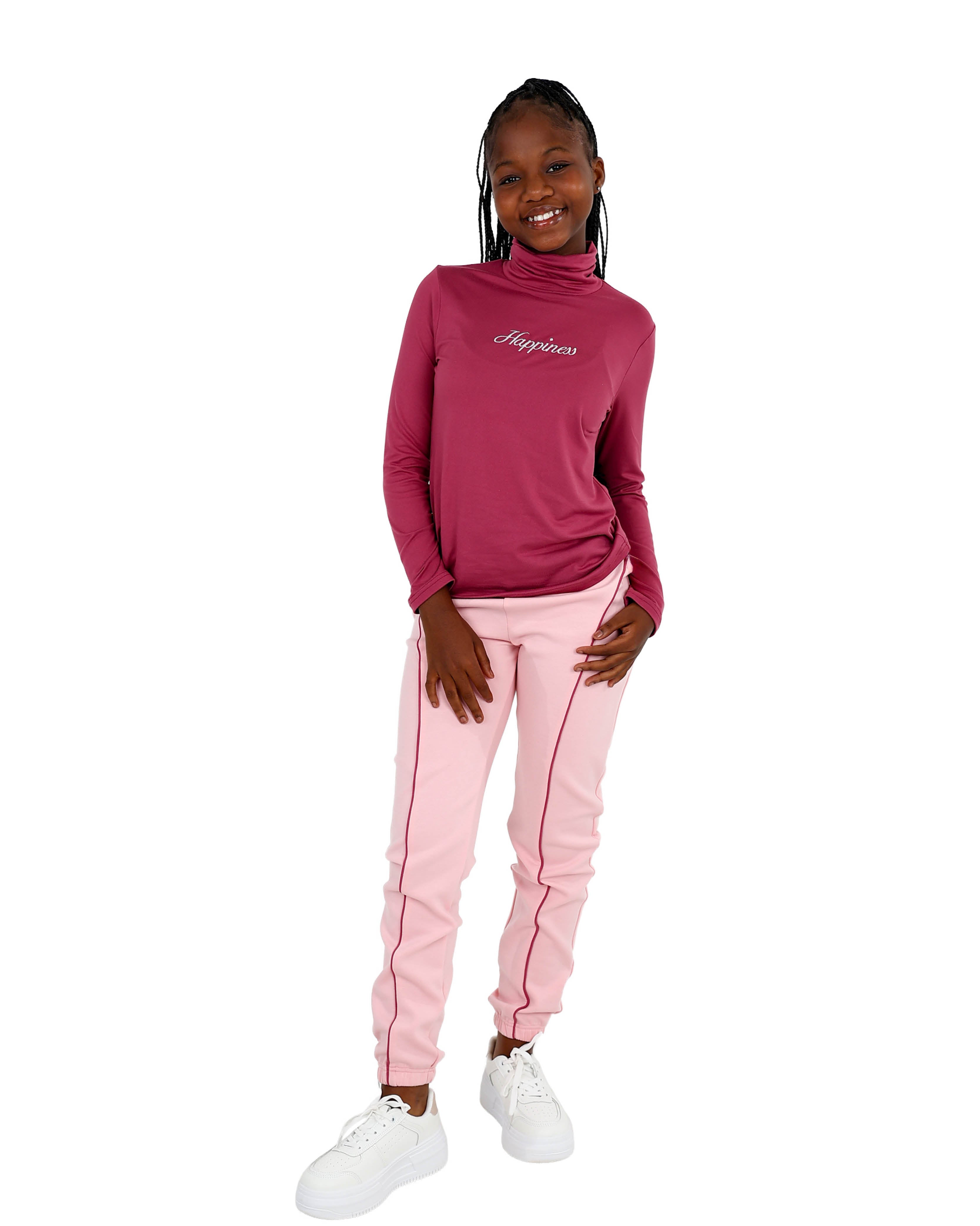 2 Pack Butterfly/Happiness Graphic Print Polo Necks