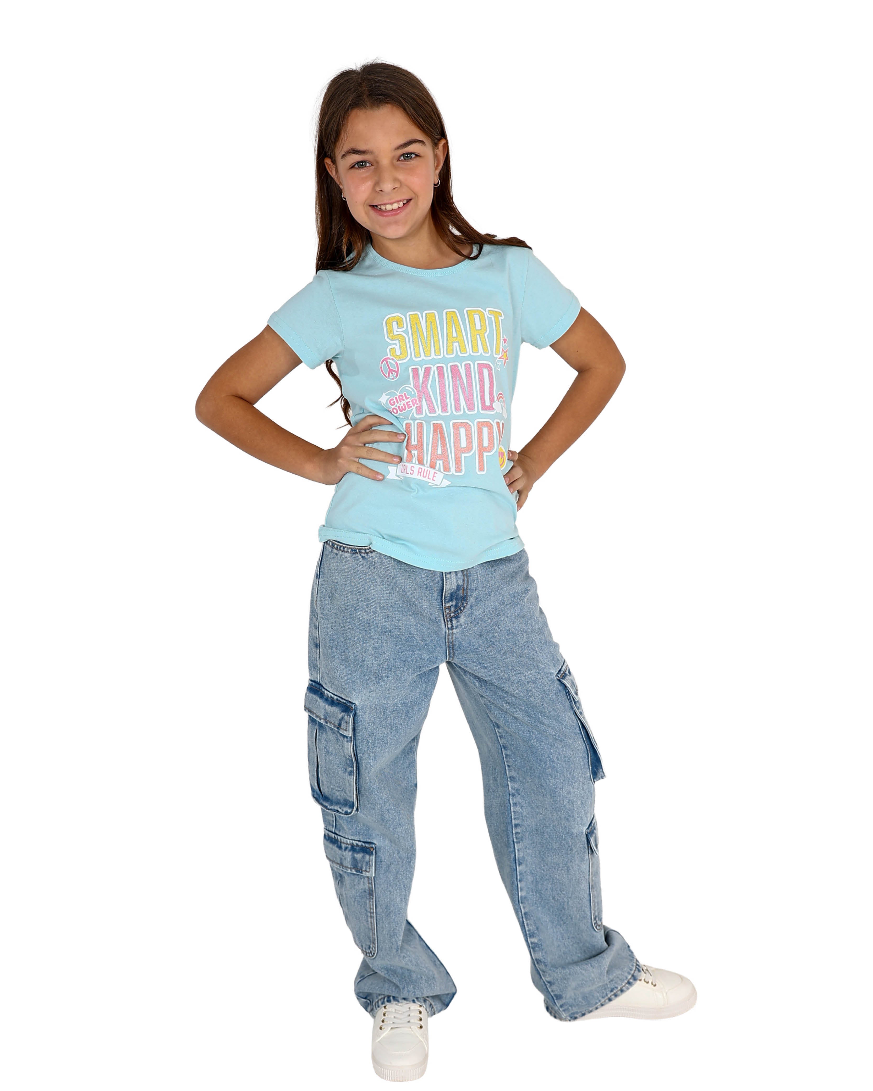 Short Sleeve Smart, Kind, Happy Graphic Print T-Shirt