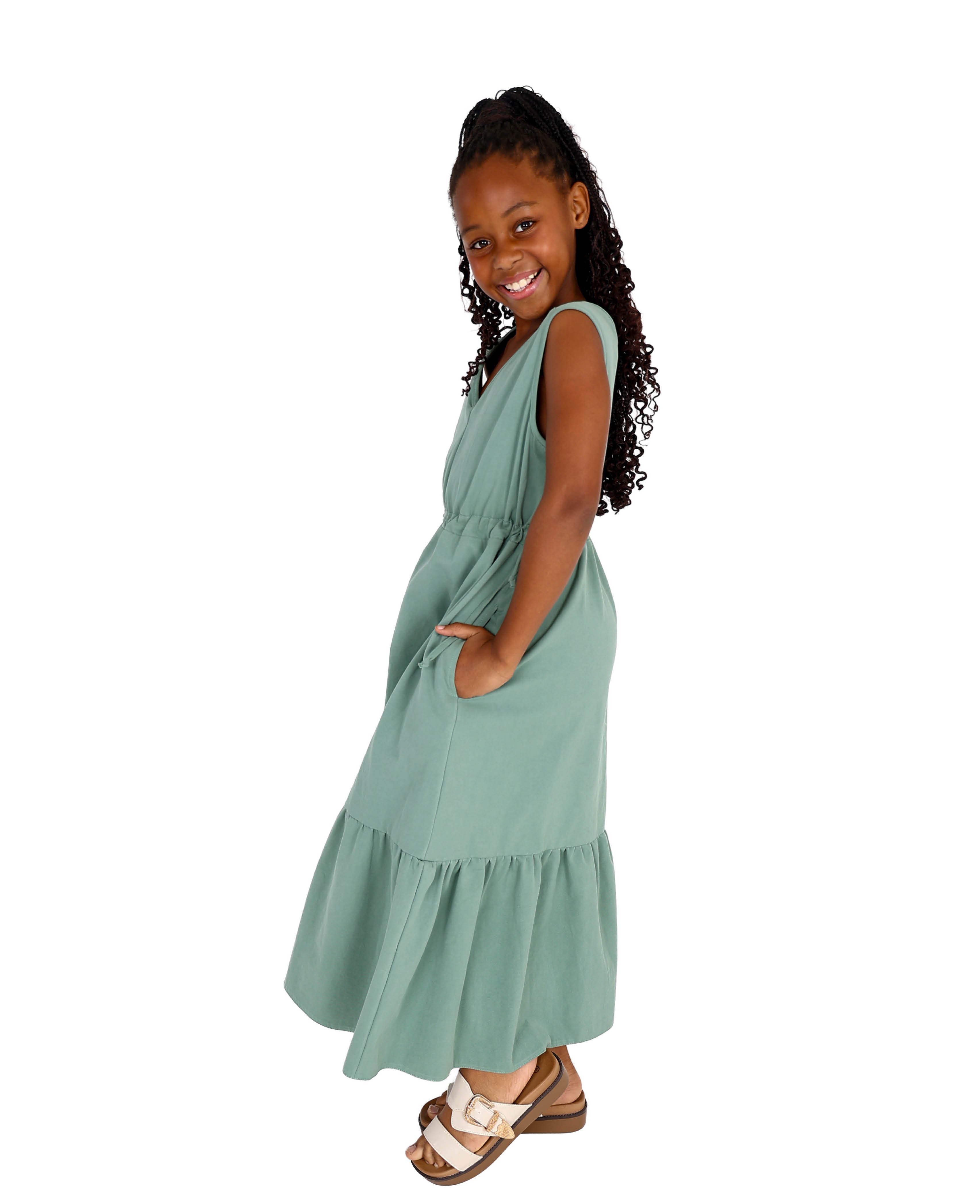 Elasticated Waist Sleeveless Maxi Dress