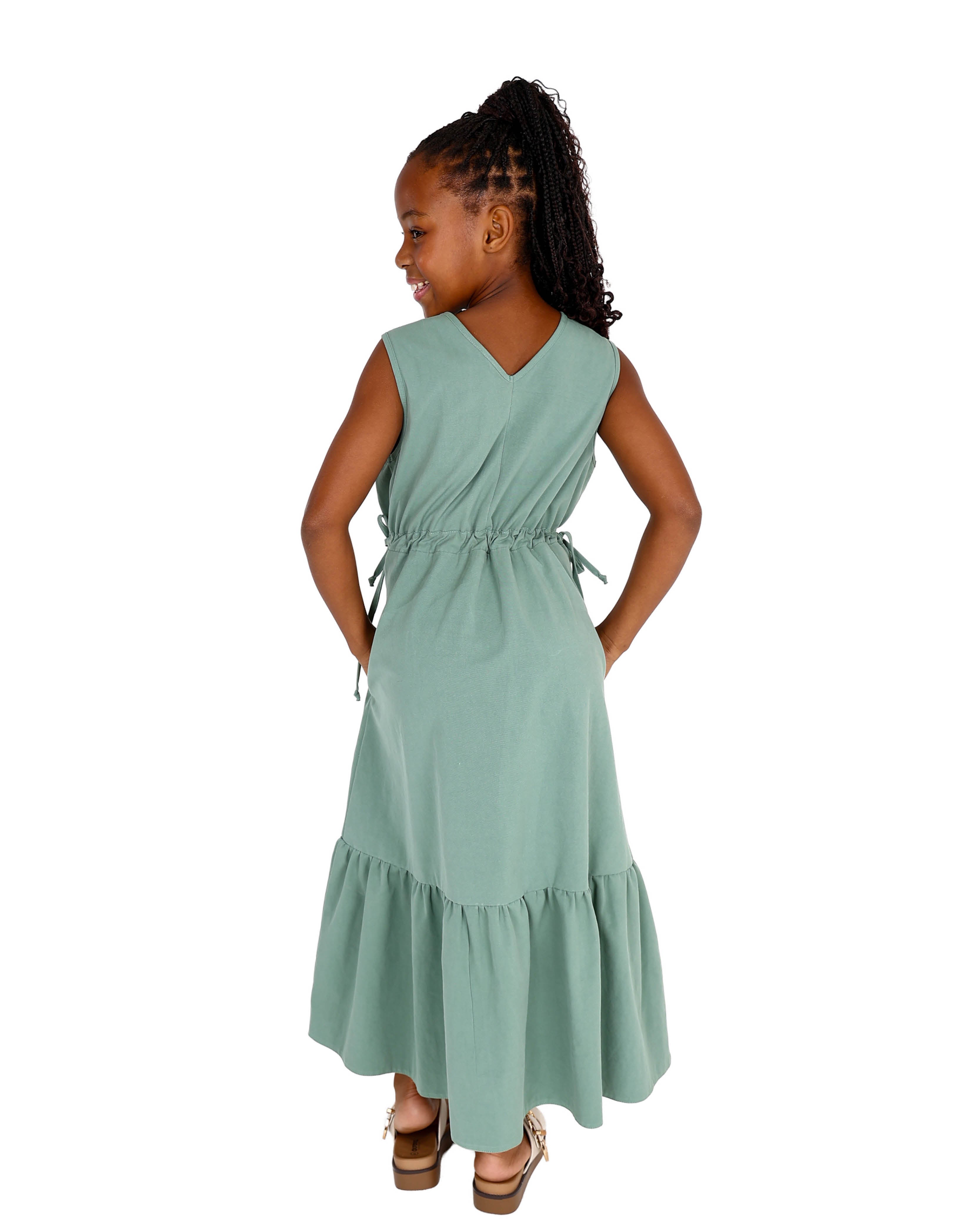 Elasticated Waist Sleeveless Maxi Dress