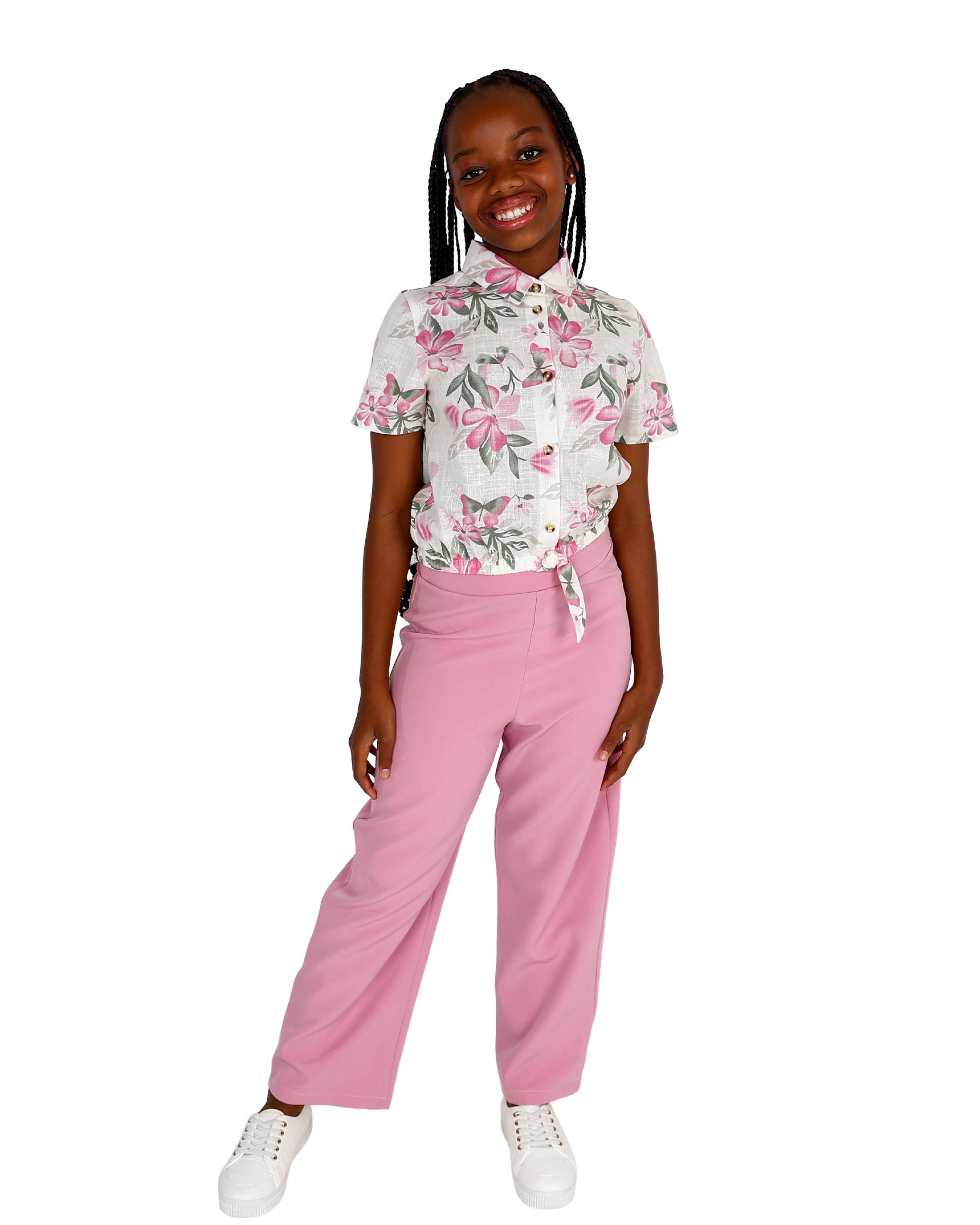 Pink Flared Leg High Waisted Pants