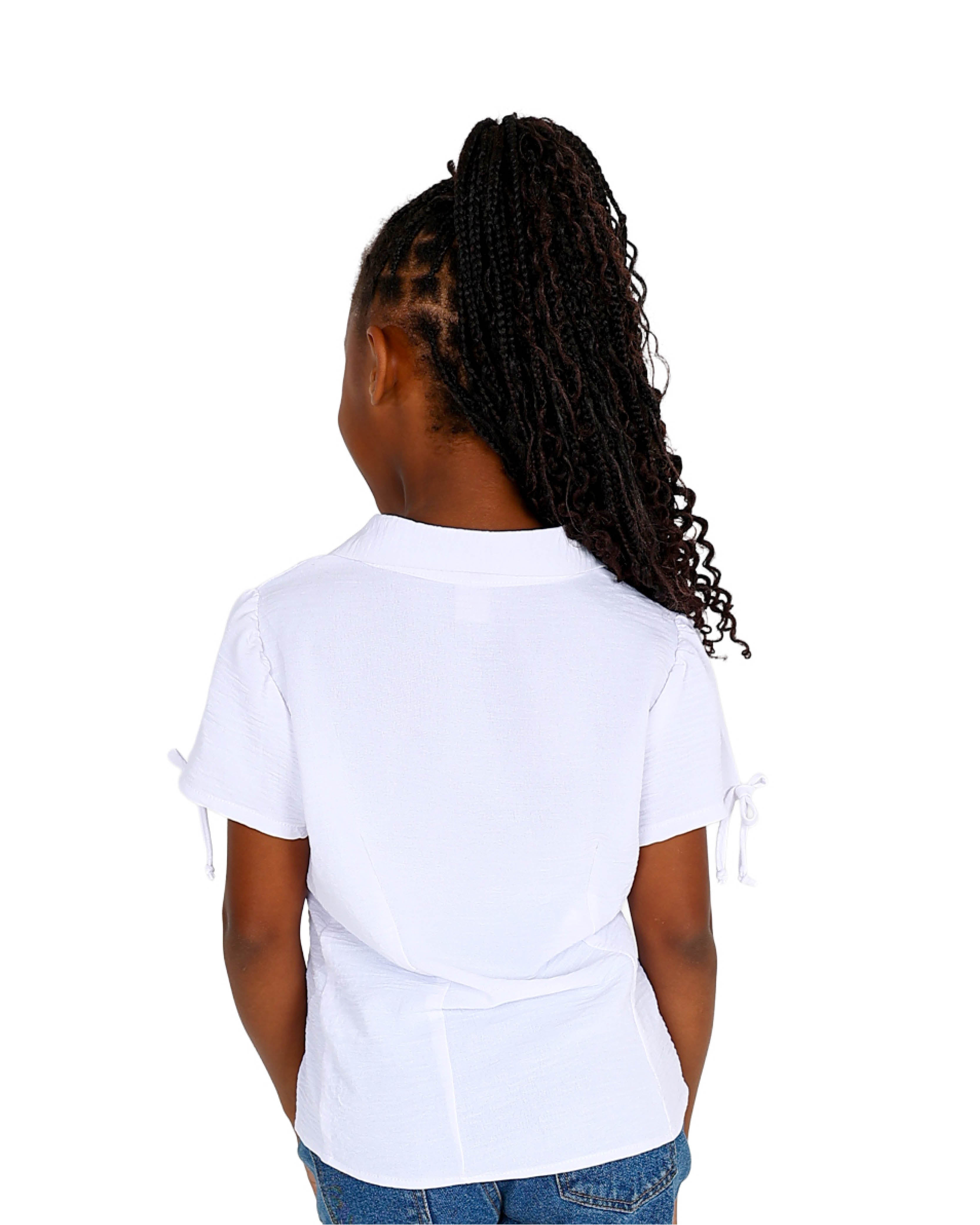 Short Puff Sleeve Button Through Shirt