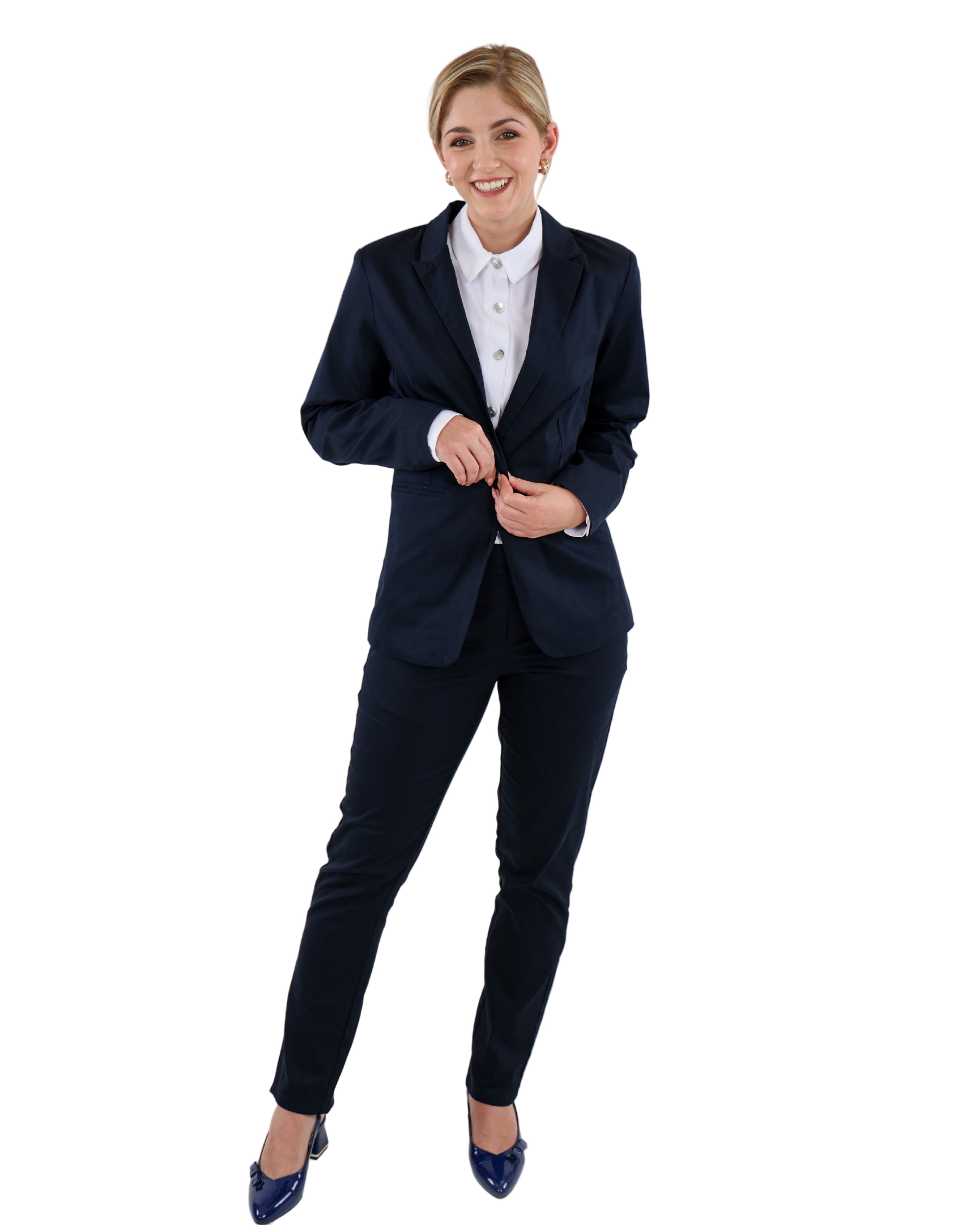 Navy Sateen Slim Leg Pants