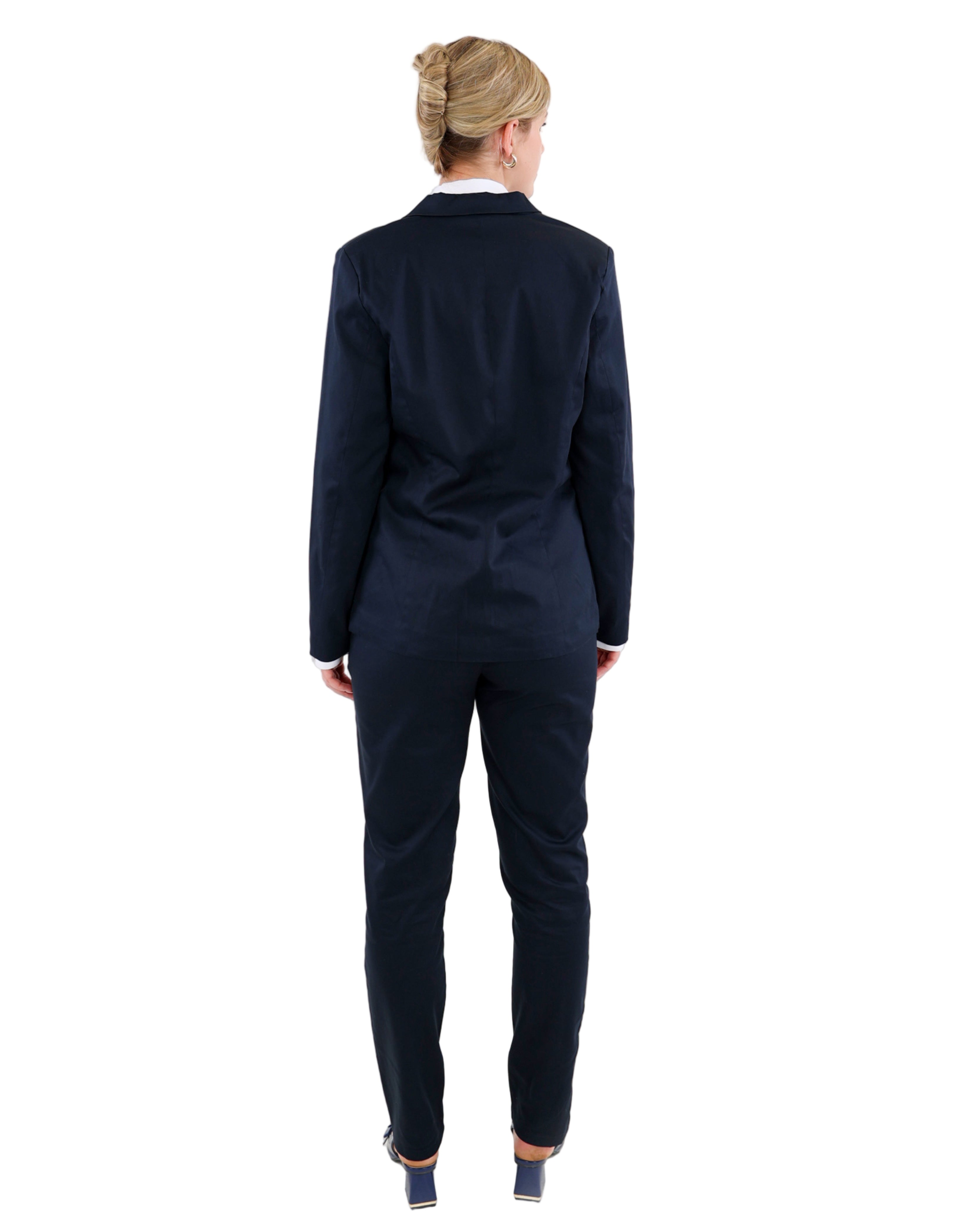 Navy Sateen Slim Leg Pants
